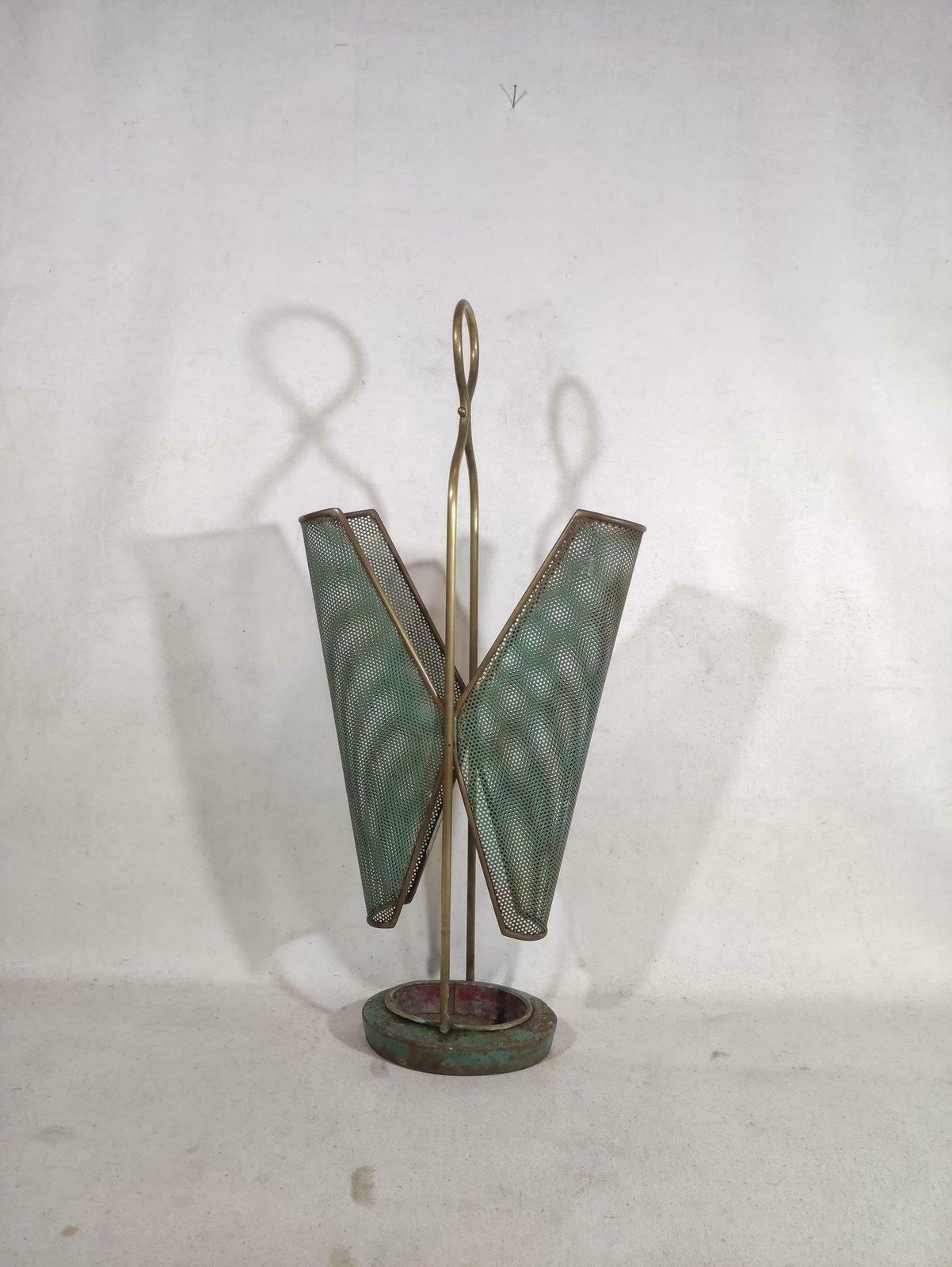 Italian Brass Umbrella Rack Stand In The Matégo Style, 20th Midcentury photo furniture