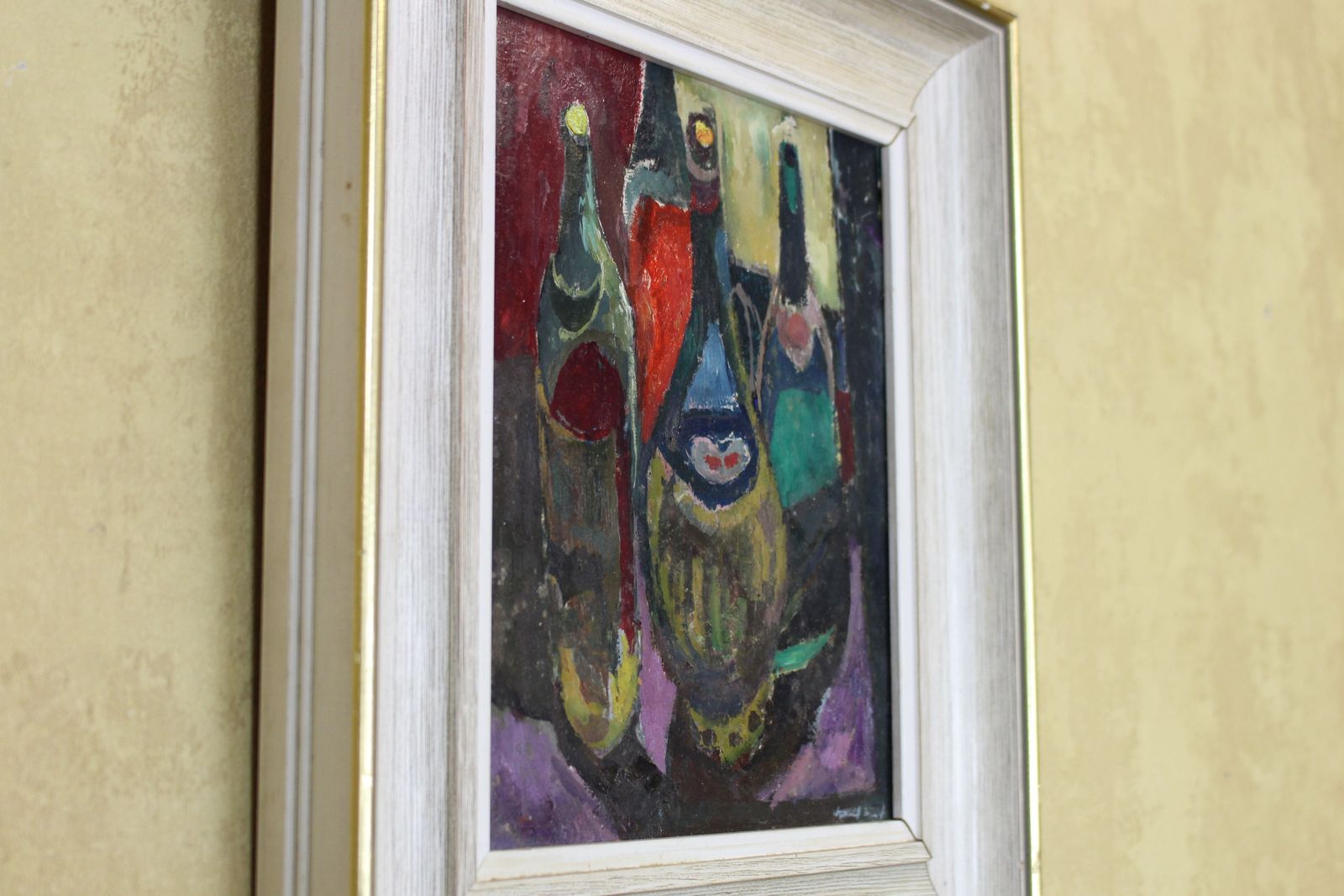 James Neal Oil Painting ” Bouteilles” photo vintage