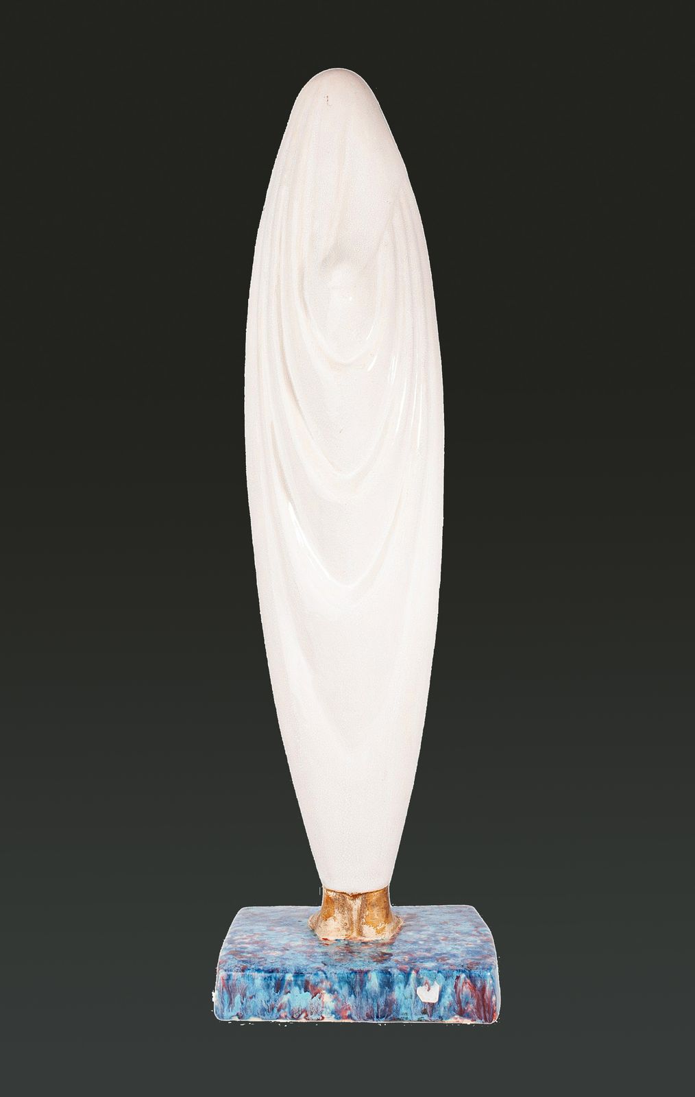 1920s Art Déco Glazed Ceramic Sculpture With Base 'La Femme Voilée De Marrakech' By Céline Lepage, France photo vintage