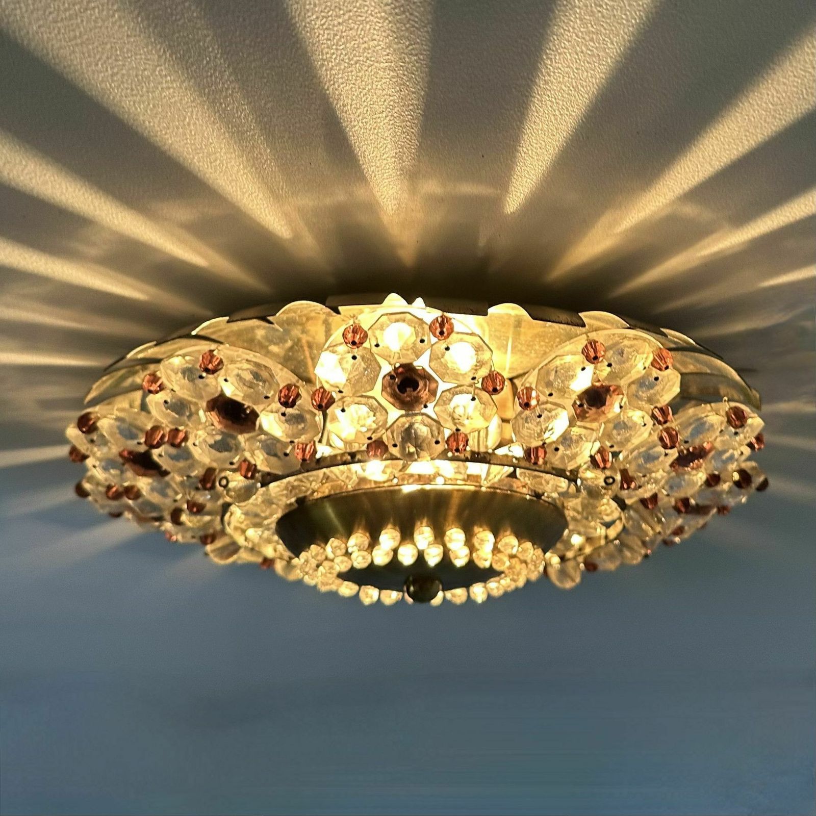 Austrian Stejnar Crytal Flush Light , 1960s photo buy