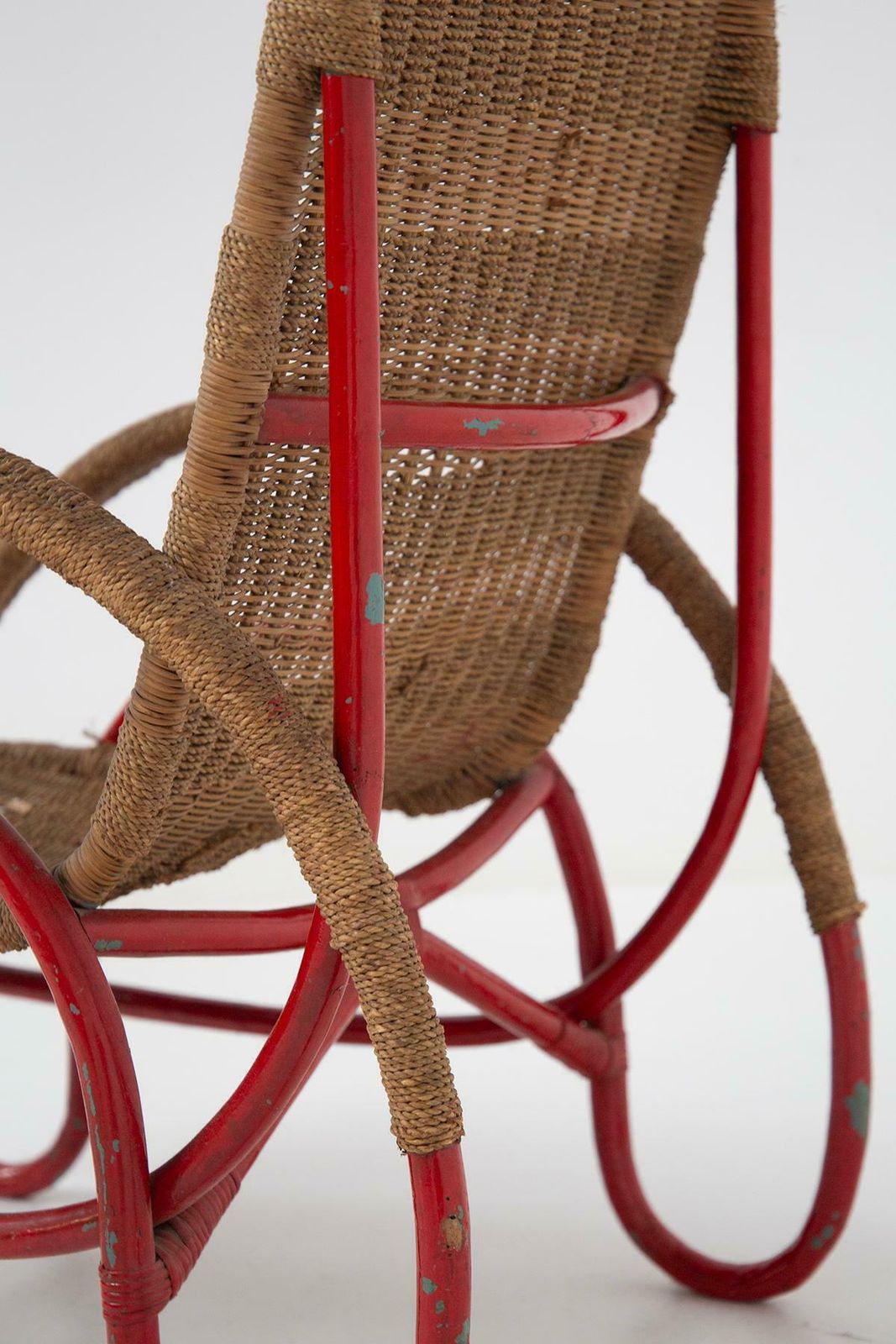 Italian Wicker And Painted Metal Armchair In Bauhaus Style photo furniture