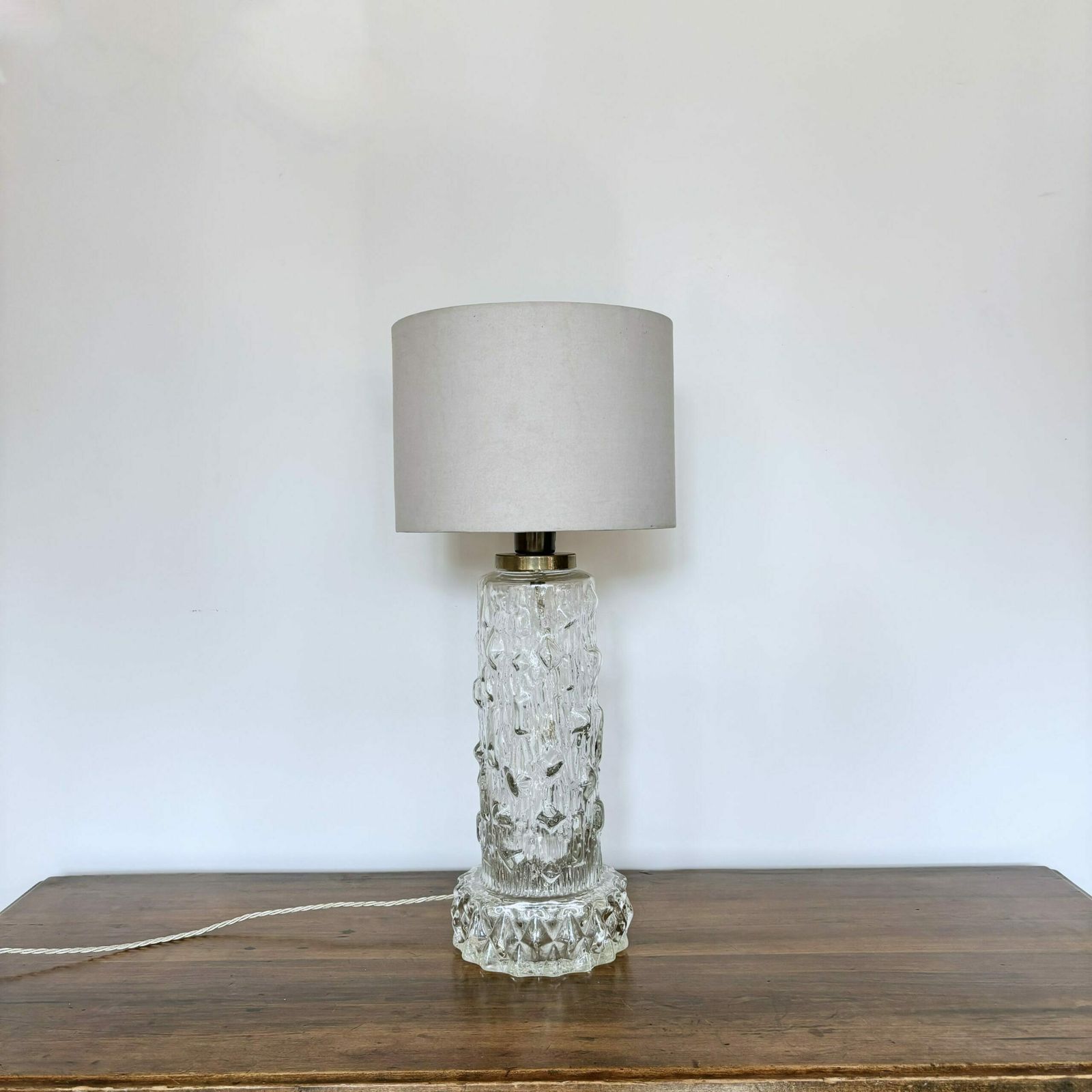 Mid Century Swedish Glass Table Lamp, Attributed To Henrik Blomqvist For Stilarmatur Tranås