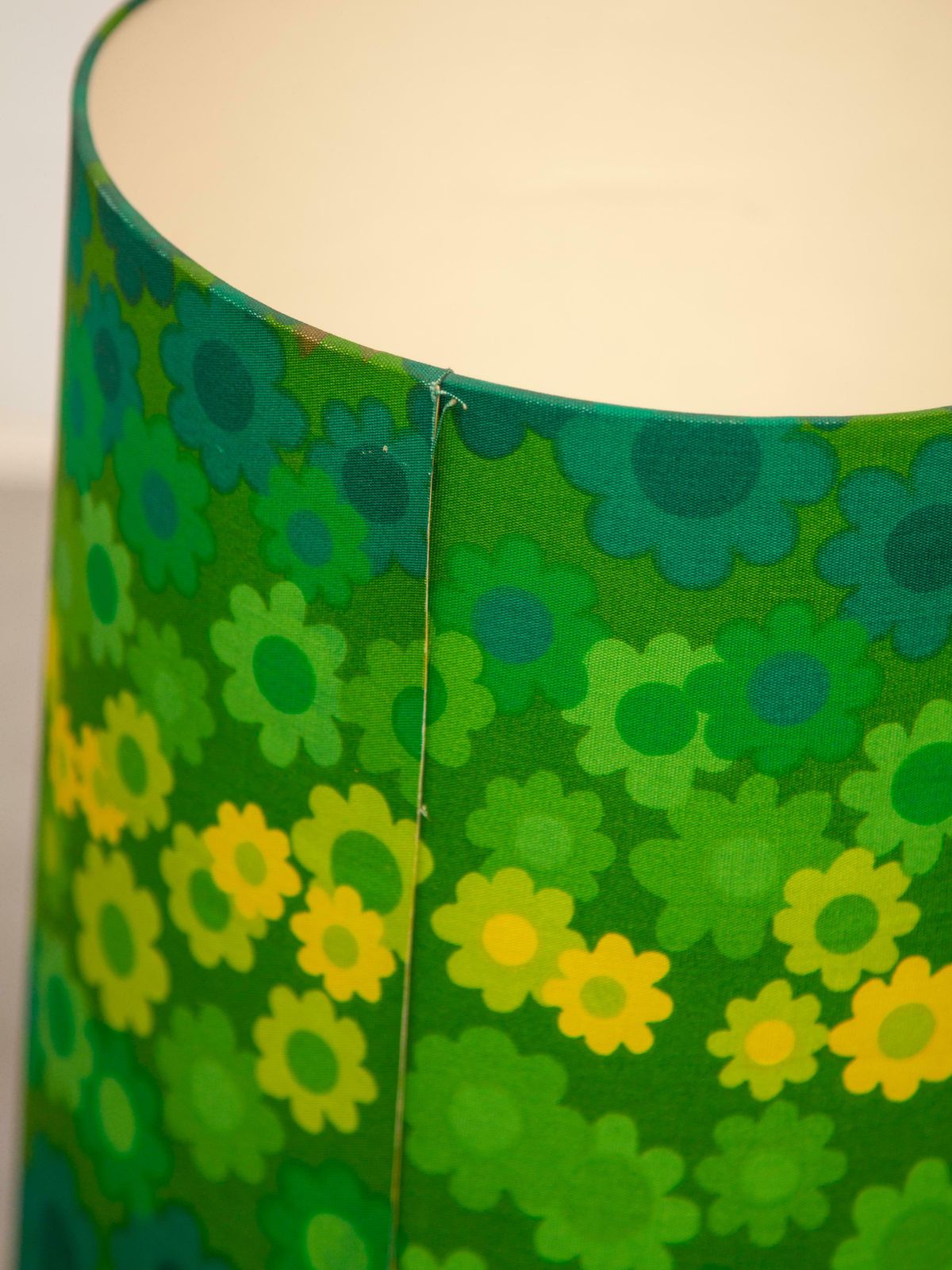 Holmegard Green Opal Glass Table Lamp With Linen Pop Art Flower Shade photo buy