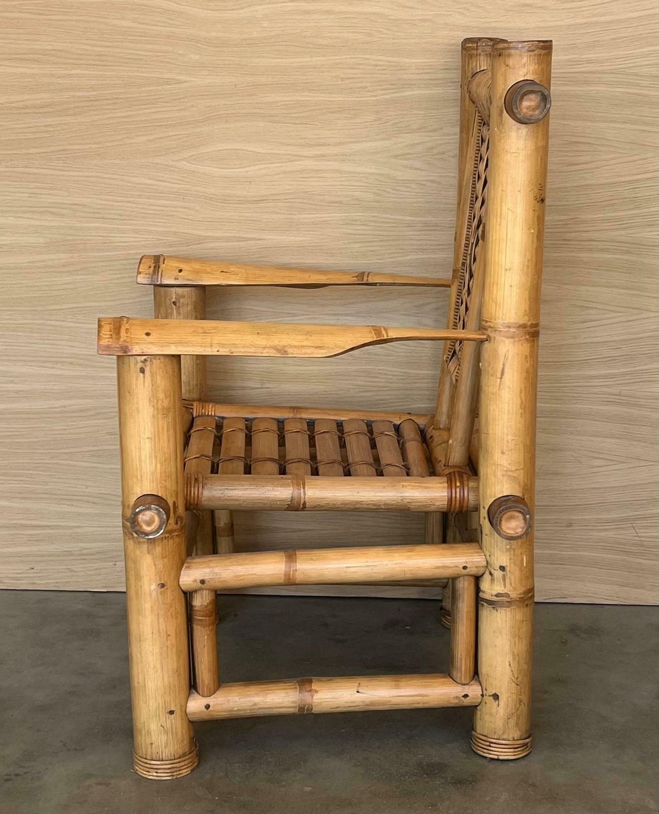 Budji Layug Style Majestic Jumbo Bamboo Pagoda Lounge Chairs photo vintage