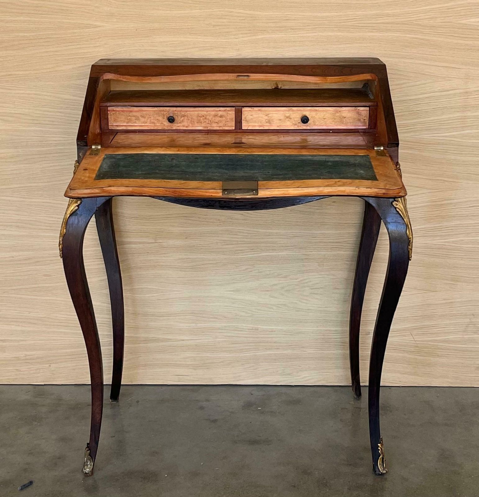 Antique Chippendale Style Walnut Drop Front Secretary Ladies Writing Desk photo vintage