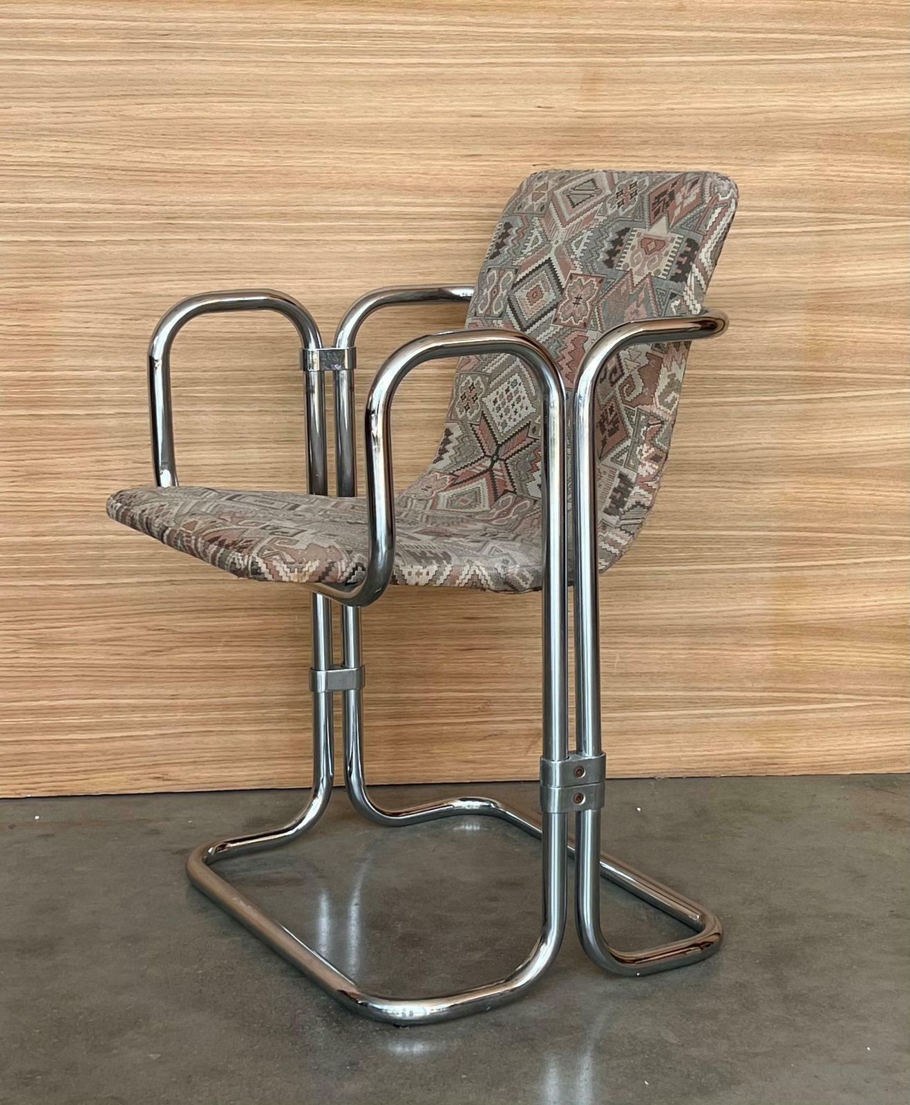 Lot de 10 chaises mid-century chromées à double tube photo 6950.0