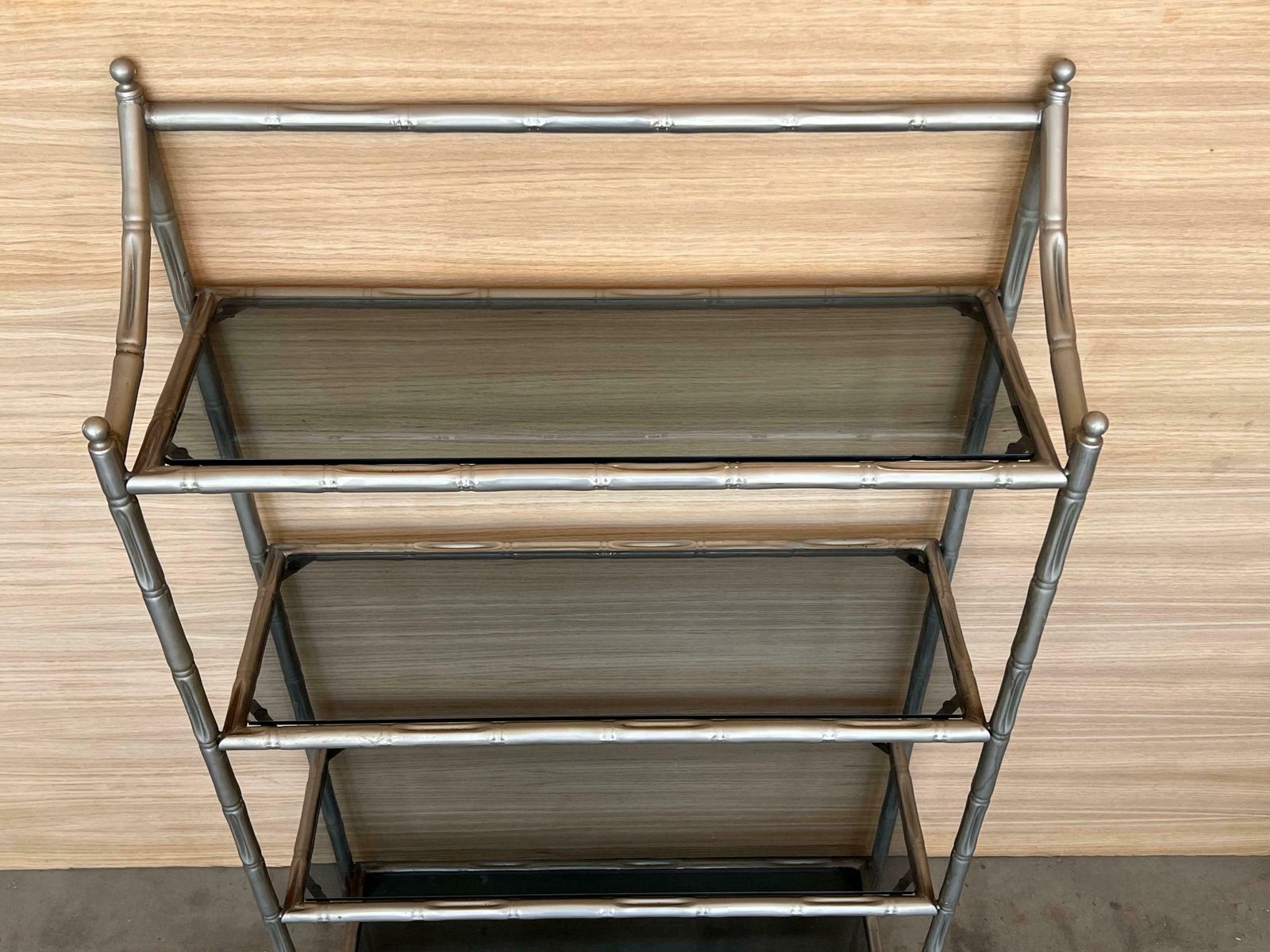 Faux Bamboo Etagere With Four Shelves And Mate Chrome Finished photo vinterior