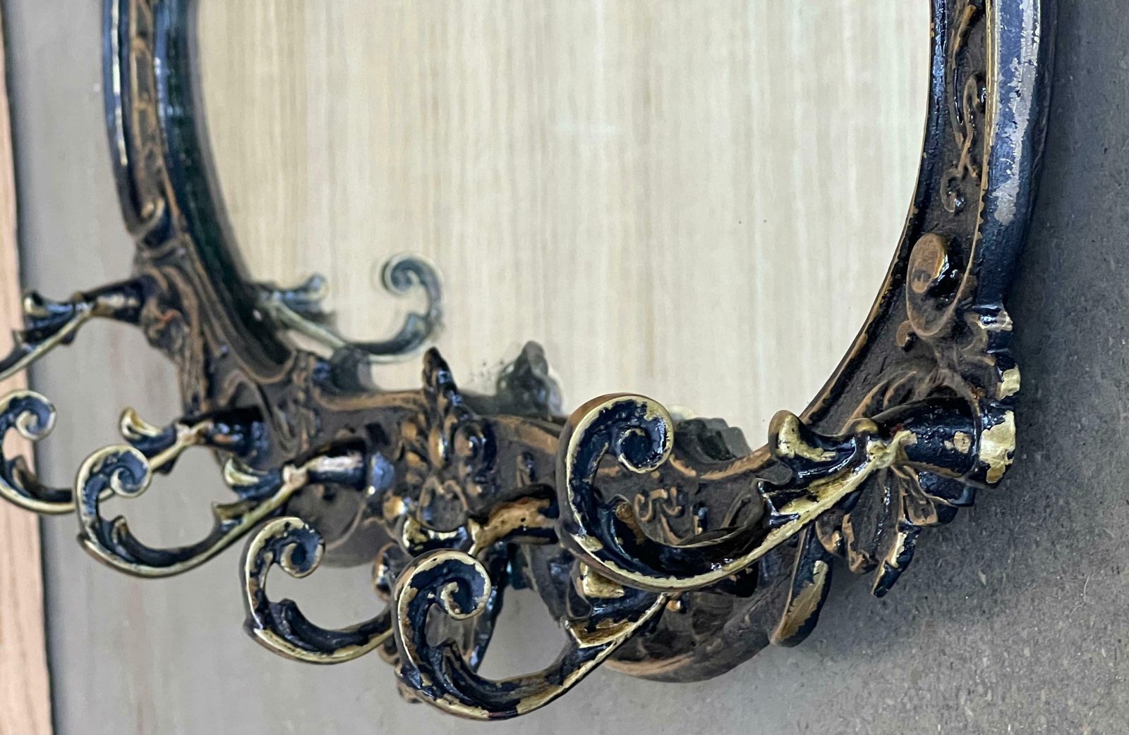 Porte-manteau mural français en bronze avec miroir, XIXe siècle photo buy
