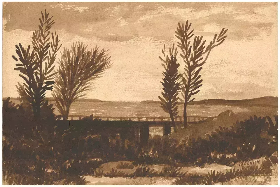 Alfred Henry Robinson Thornton Neac (1863 1939)   Pen And Ink Drawing, Bridge photo furniture