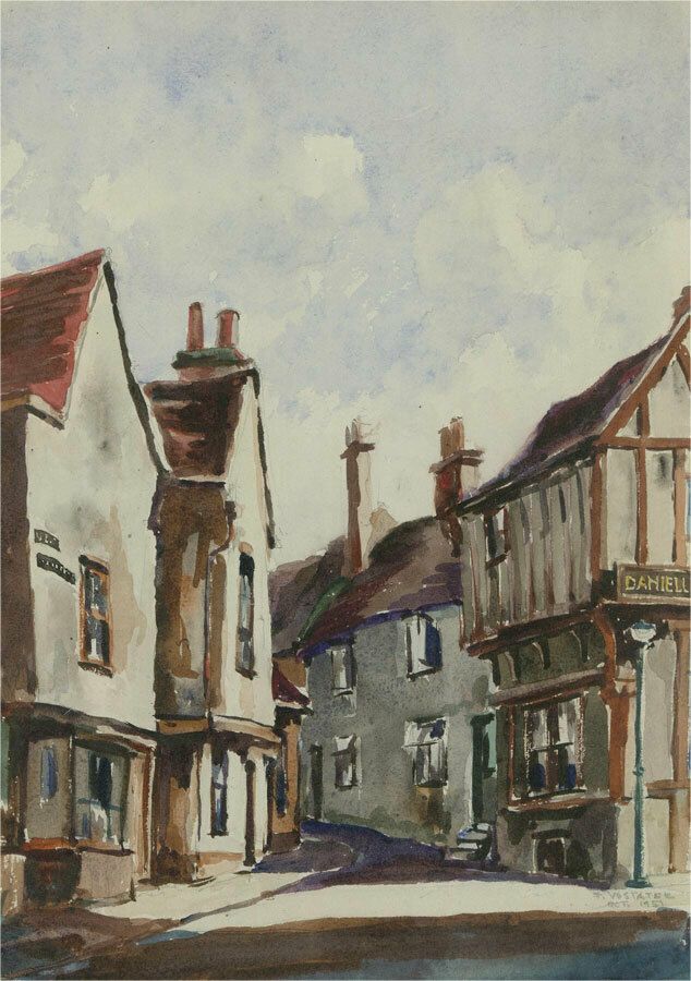 J. Vostater   1951 Watercolour, Sunny Street photo furniture