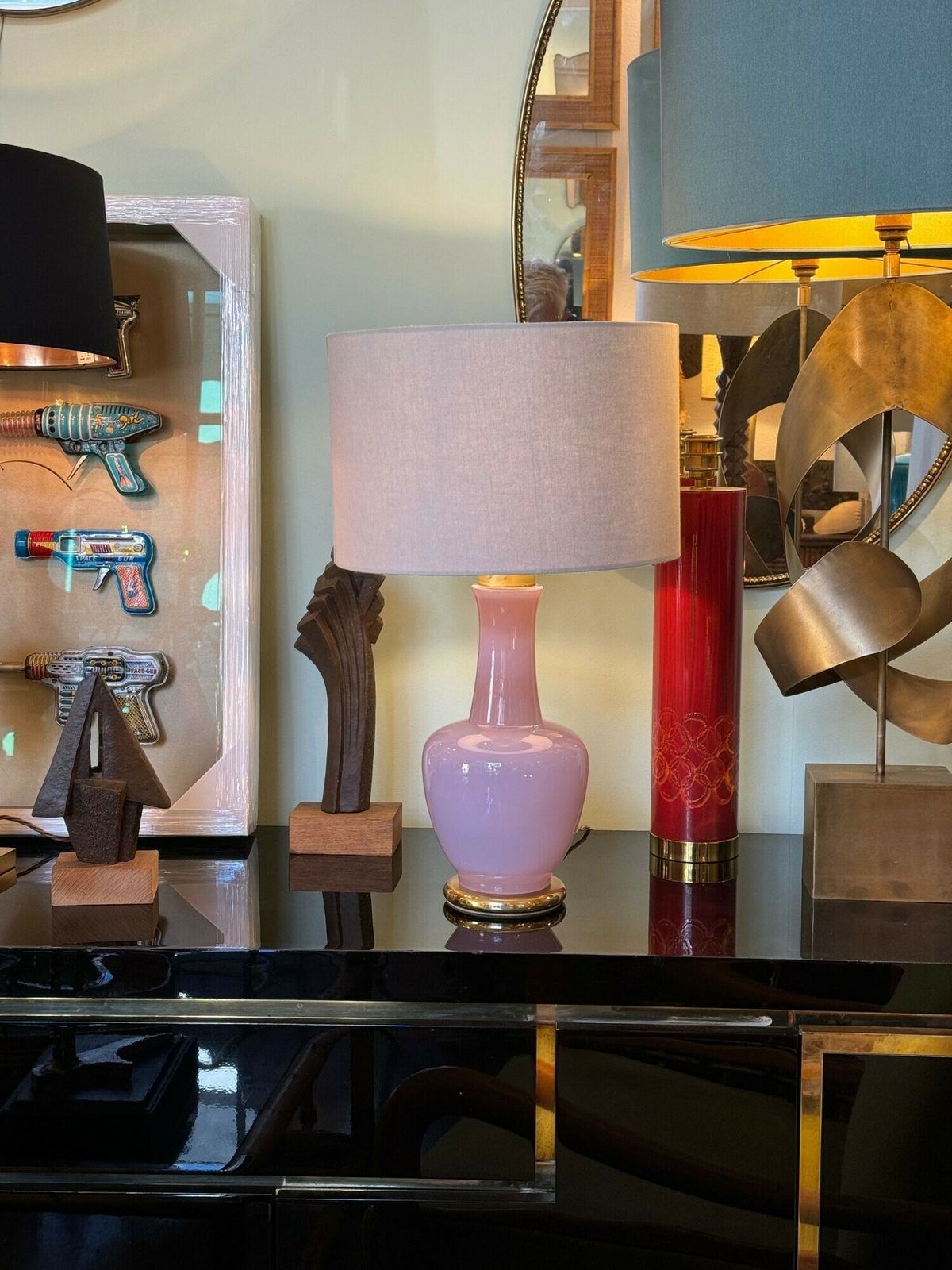 A Pair Of Lavender Opaline Murano Glass Lamps By Cenedese photo furniture