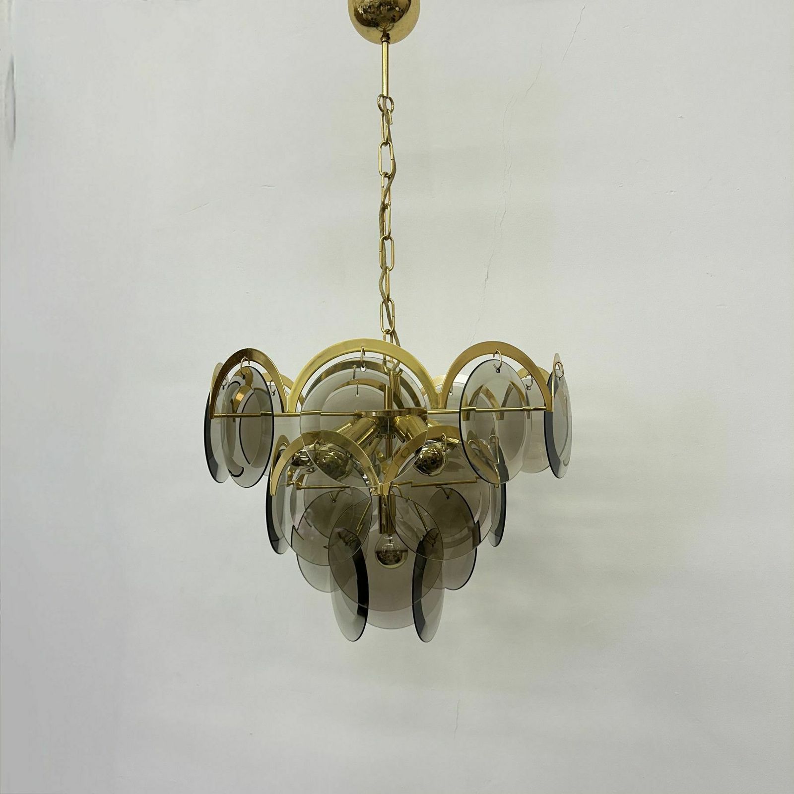 Vistas Gold Smoked Glass, Hanglamp Uit De Jaren 1970 photo for sale