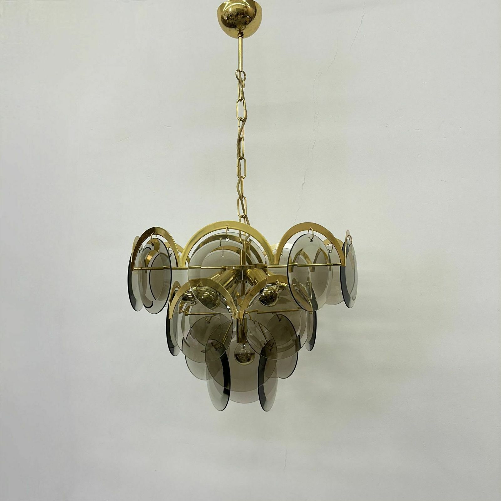 Vistas Gold Smoked Glass, Hanglamp Uit De Jaren 1970 photo Verlichting