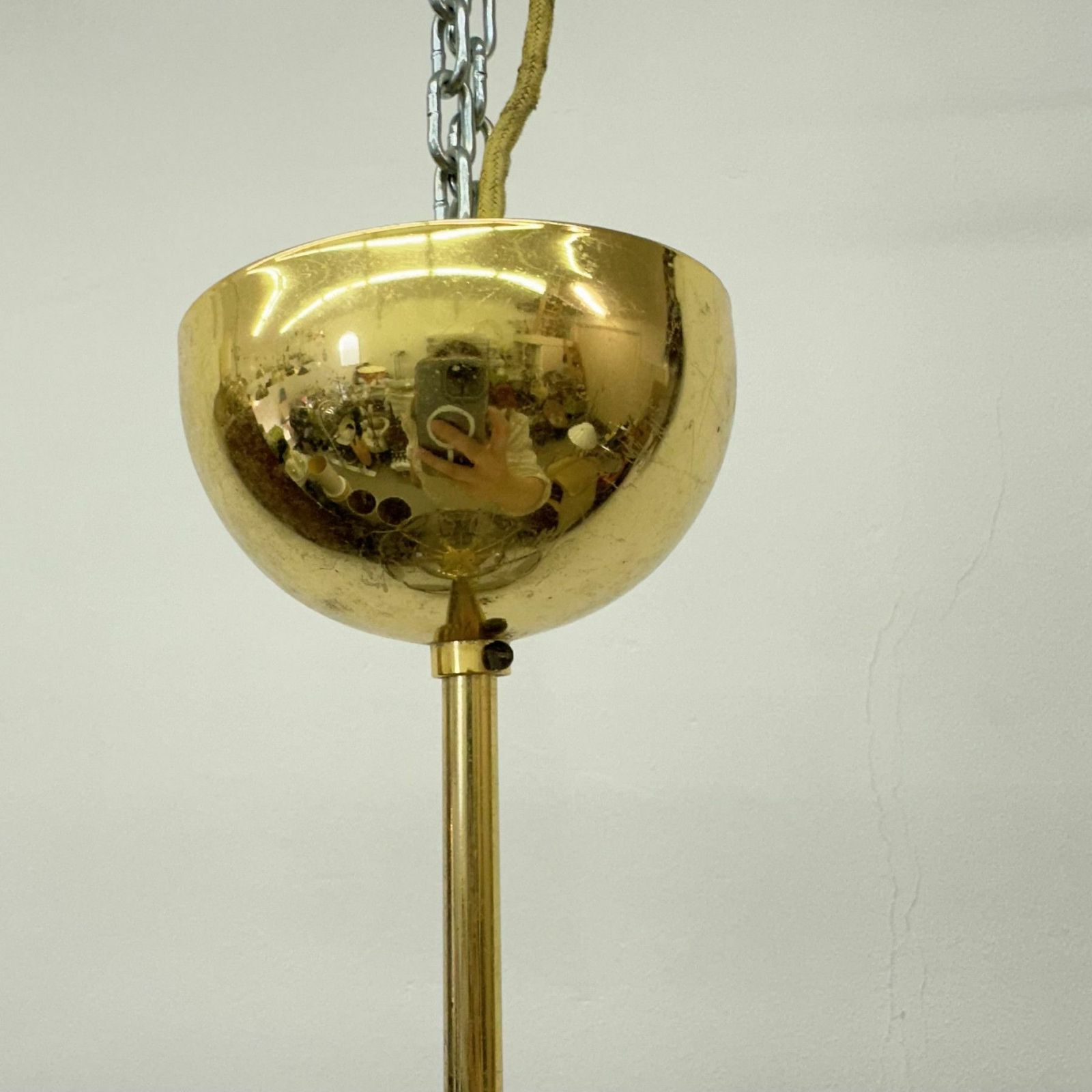 photo buy Vistas Gold Smoked Glass, Hanglamp Uit De Jaren 1970