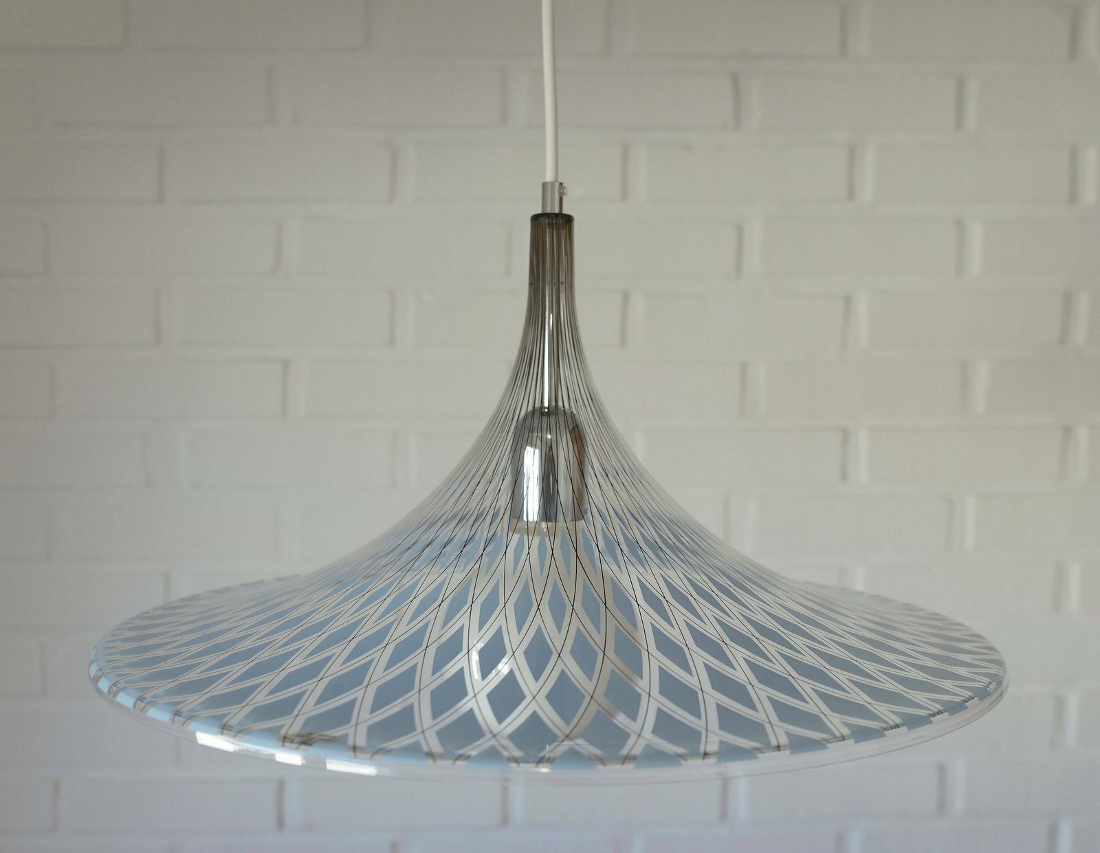 Trumpet Pendant Lamp / Ceiling Light / Meblo Albatros / Blue Plastic Lighting / Vintage Hanging Lamp / 1970's / Mid Century Modern / Retro photo 227.0