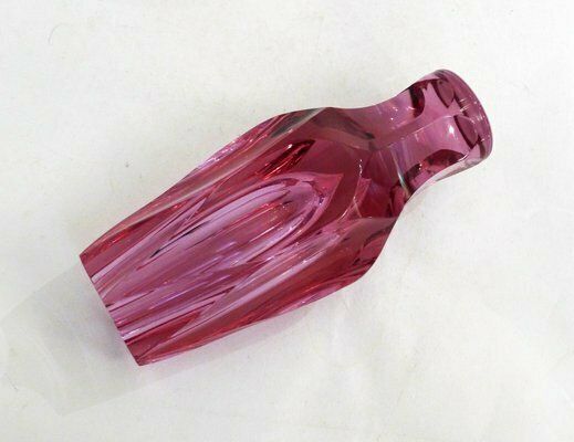 Small Faceted Vase Cut In Purple Pink Glass, 1960s photo vintage
