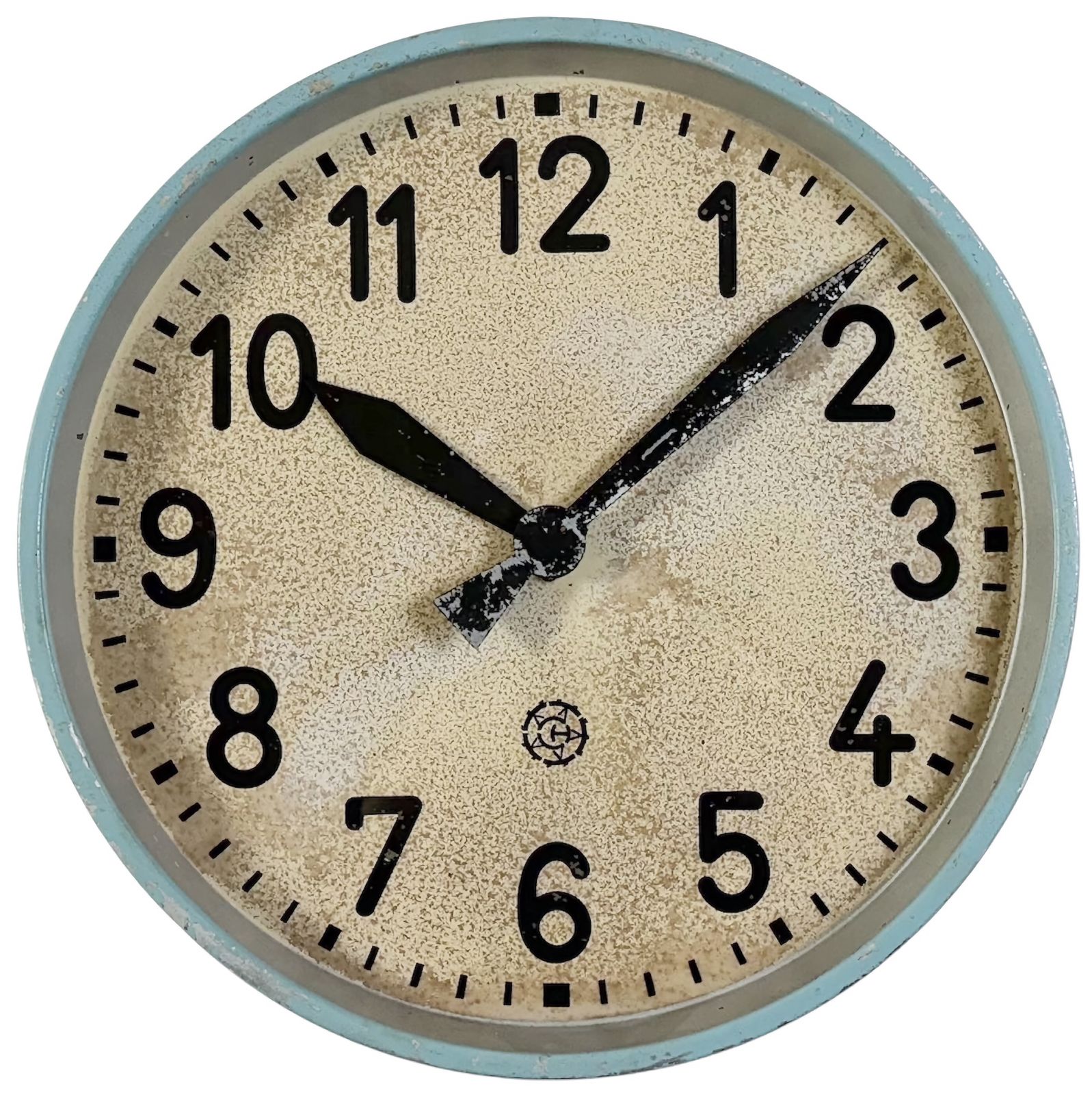 Large Blue Industrial Factory Wall Clock From Chronotechna, 1950s