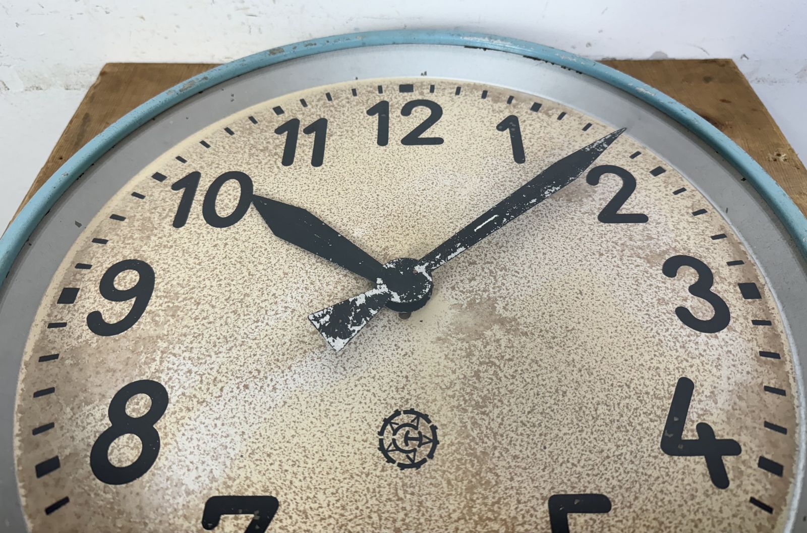 Large Blue Industrial Factory Wall Clock From Chronotechna, 1950s photo vinterior
