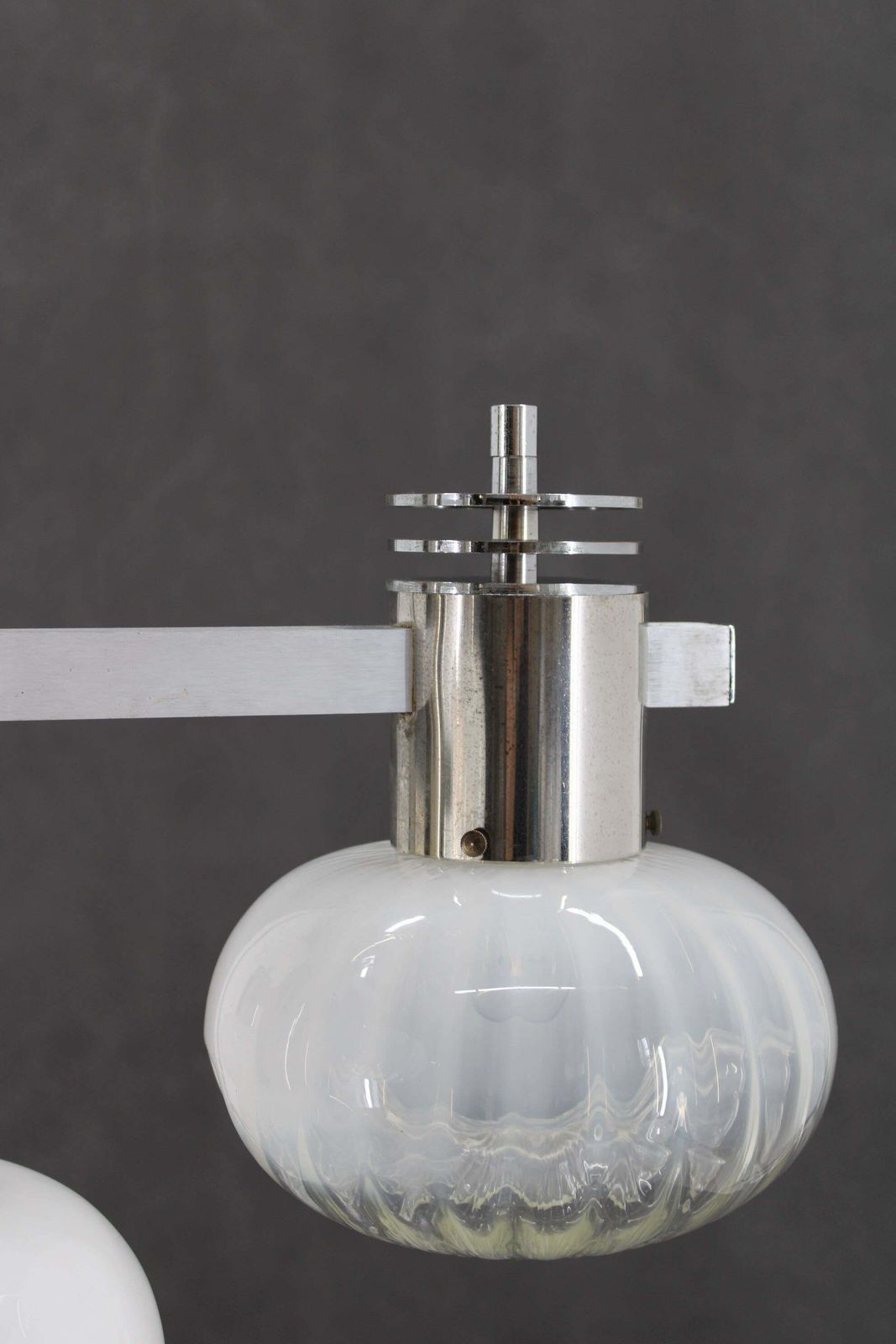 1970s Chrome Plated Chandelier With Murano Glass , Italy photo 869.0