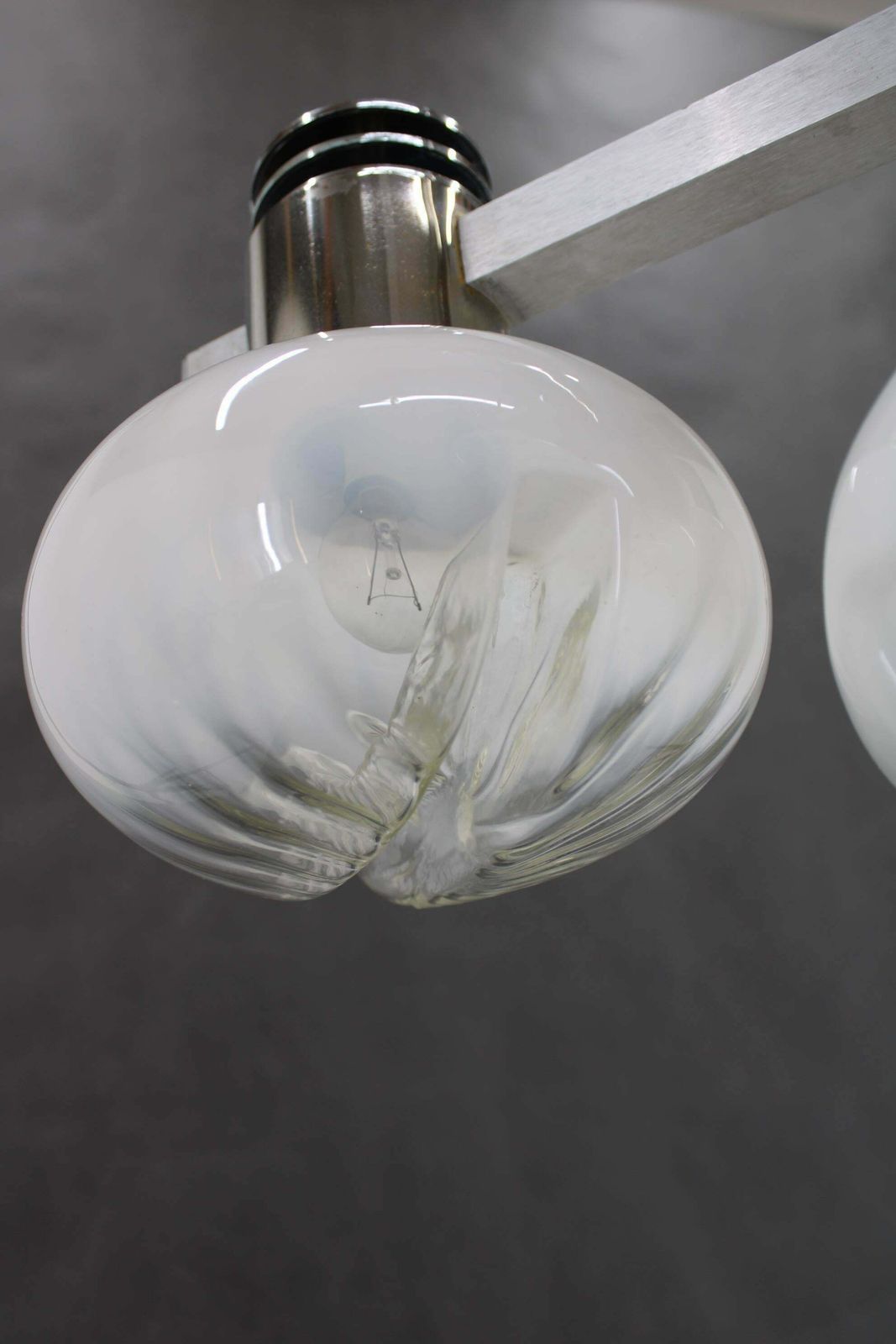 1970s Chrome Plated Chandelier With Murano Glass , Italy photo buy