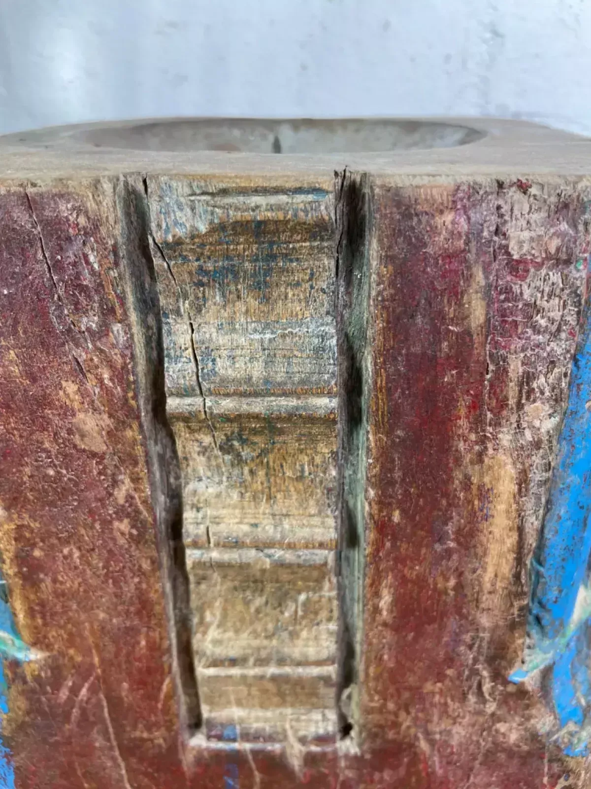 photo furniture Vintage Reclaimed Hand Carved Indian Wooden Pillar Base Candle Holder Plinth