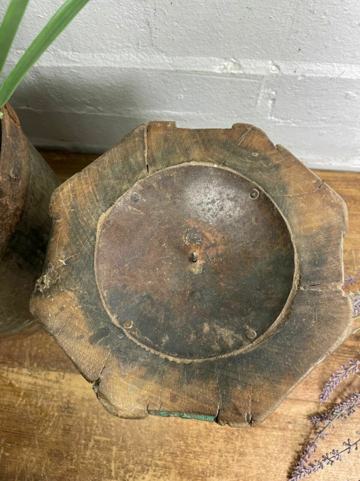Vintage Reclaimed Hand Carved Indian Wooden Pillar Base Candle Holder Plinth photo Home Decor