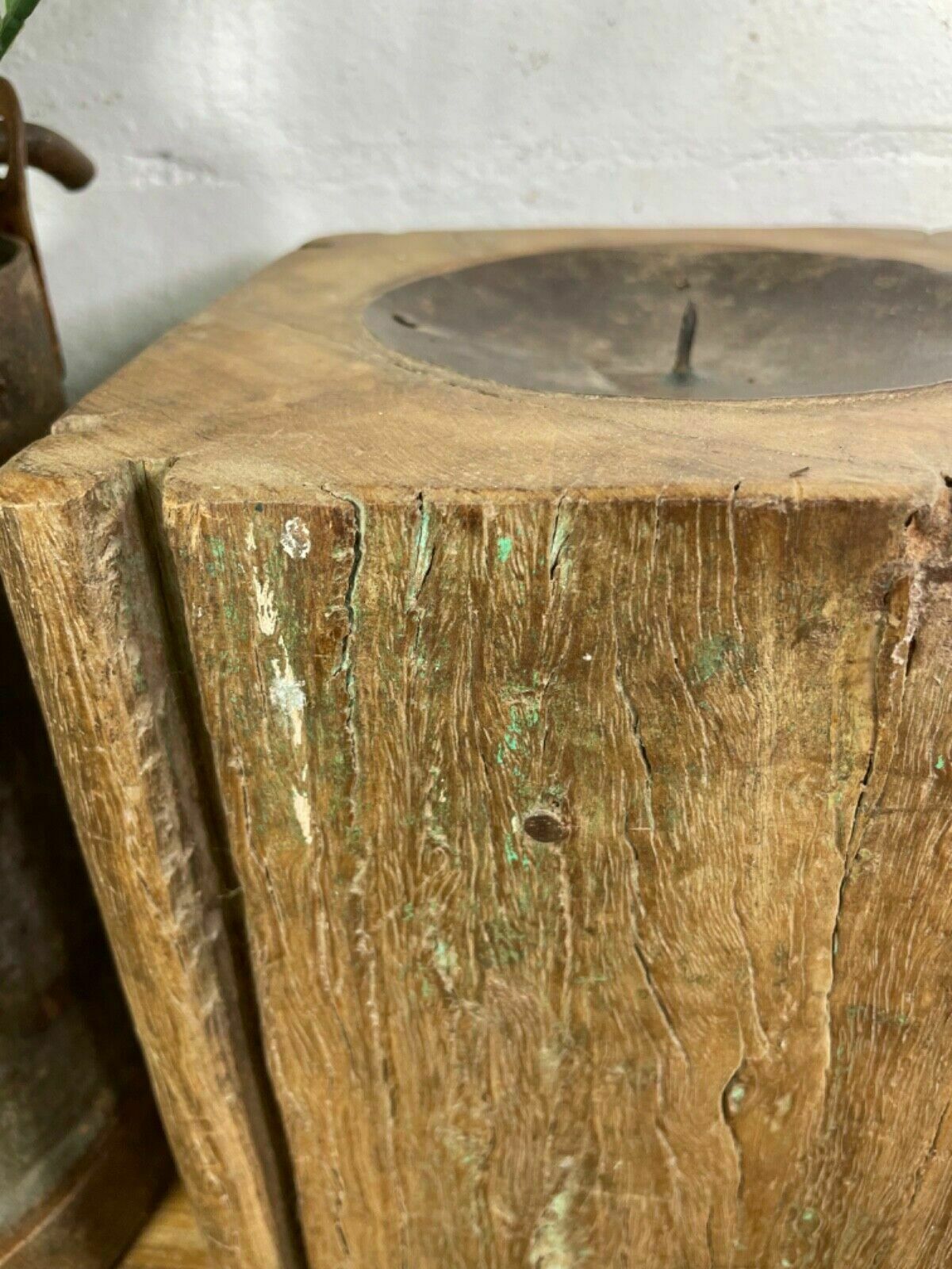photo furniture Vintage Reclaimed Hand Carved Indian Wooden Pillar Base Candle Holder Plinth