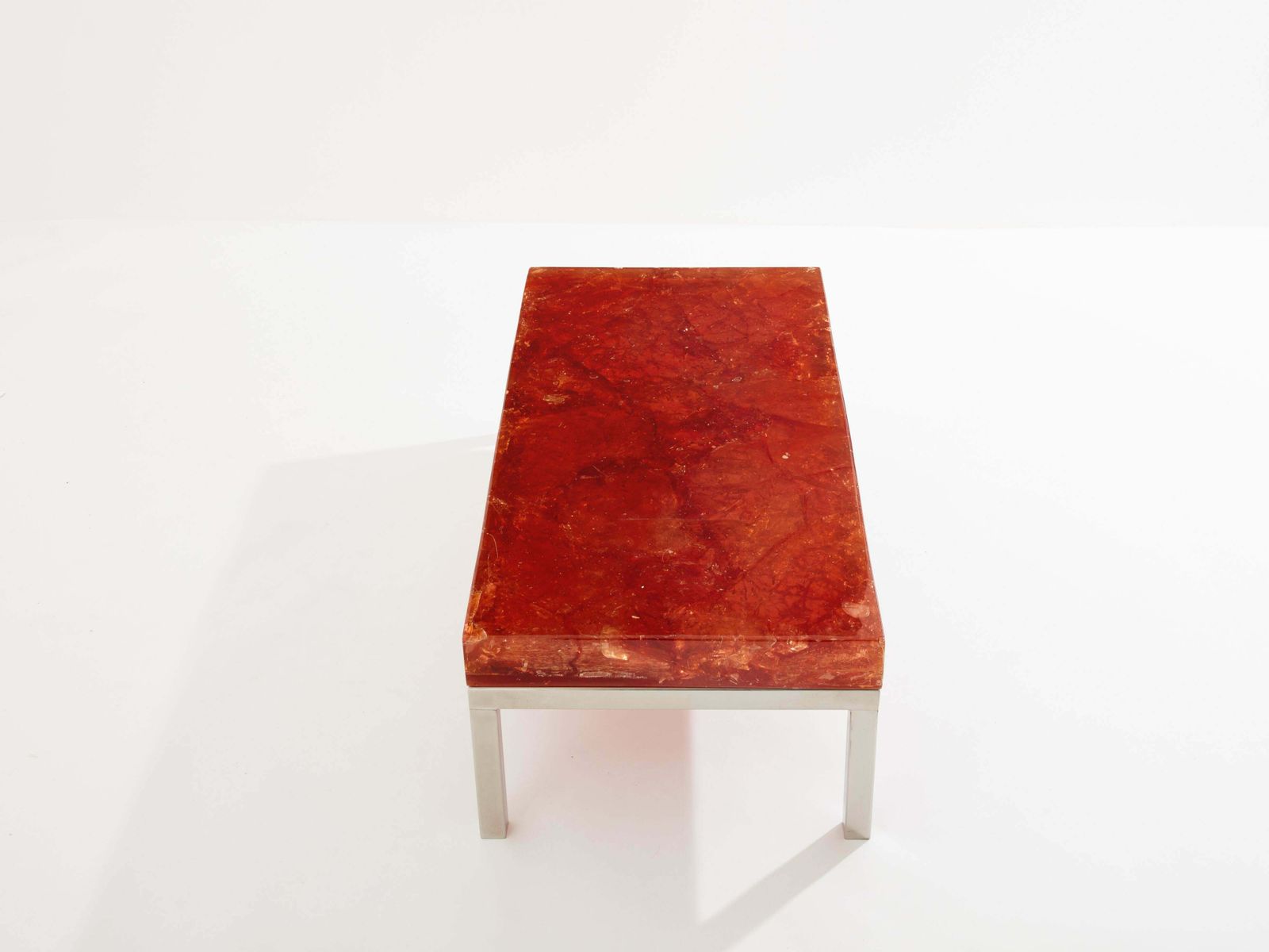 Table basse Marie Claude De Fouquières en résine fractale orange, années 1970 photo buy