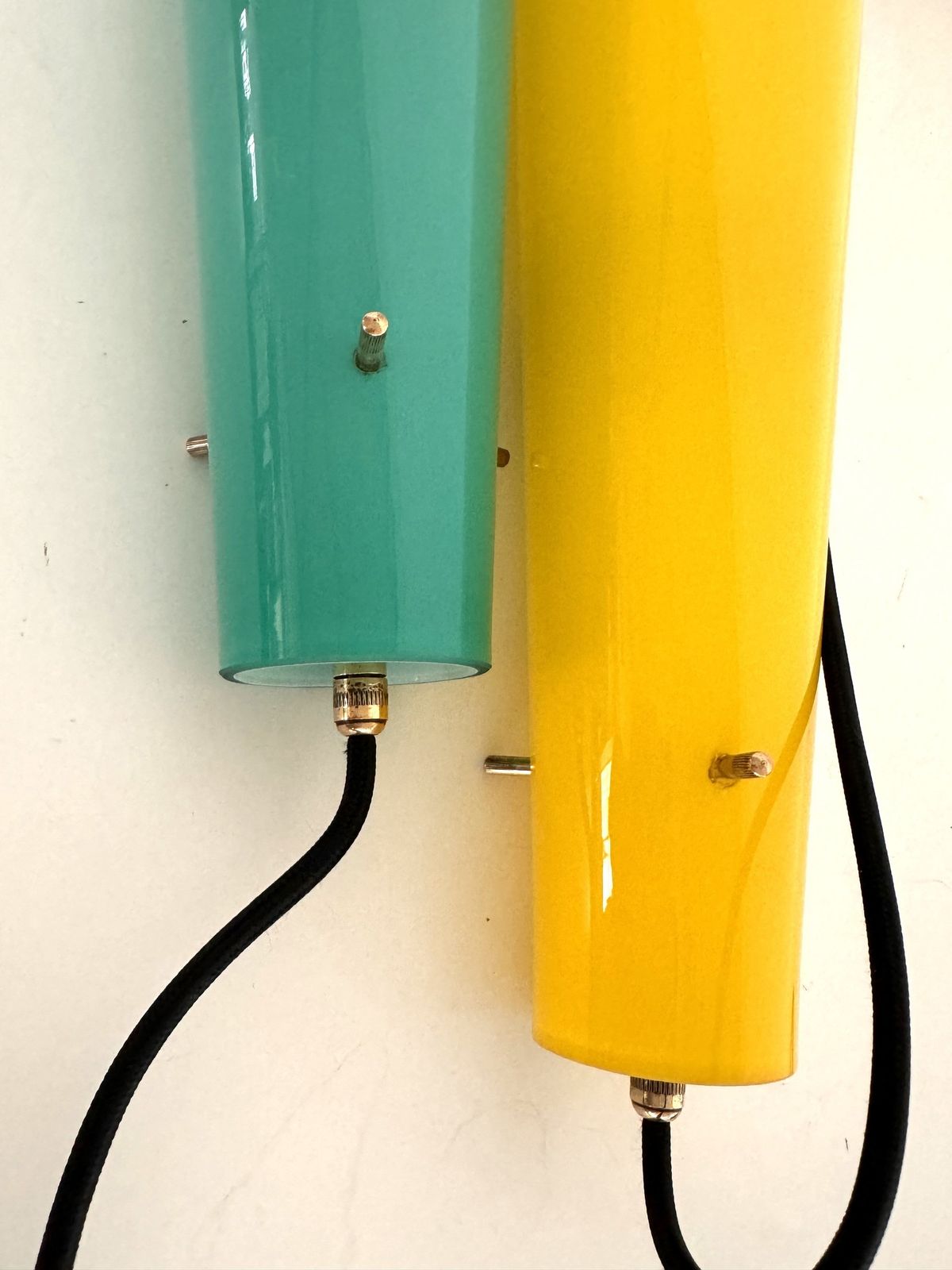 photo vinterior Italian Murano Glass Pendants In Green And Yellow By Vistosi, 1970s, Set Of 2