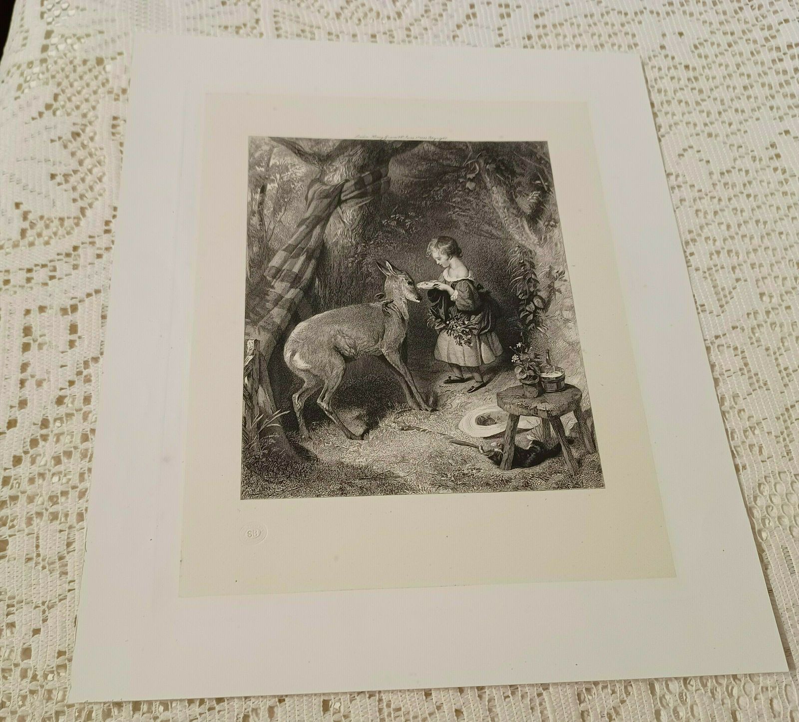 Antique Engraving The Pets After Sir Edwin Henry Landseer Published By Henry Graves Co. photo for sale