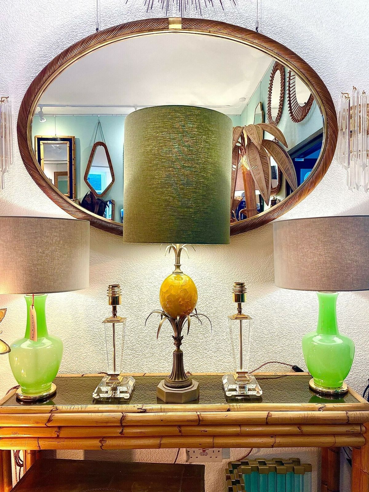 photo furniture A Large 1960s Maison Charles Style Yellow Egg Lamp With New Bespoke Linen Shade