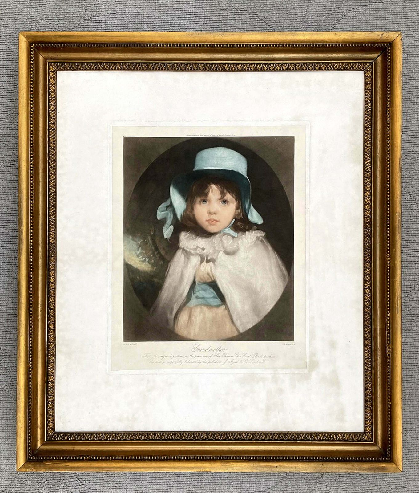 Superb Rare C19th Victorian Coloured Mezzotint "Grandmother" 1894 By T.G.Appleton (1854 1924) Aft. George Morland