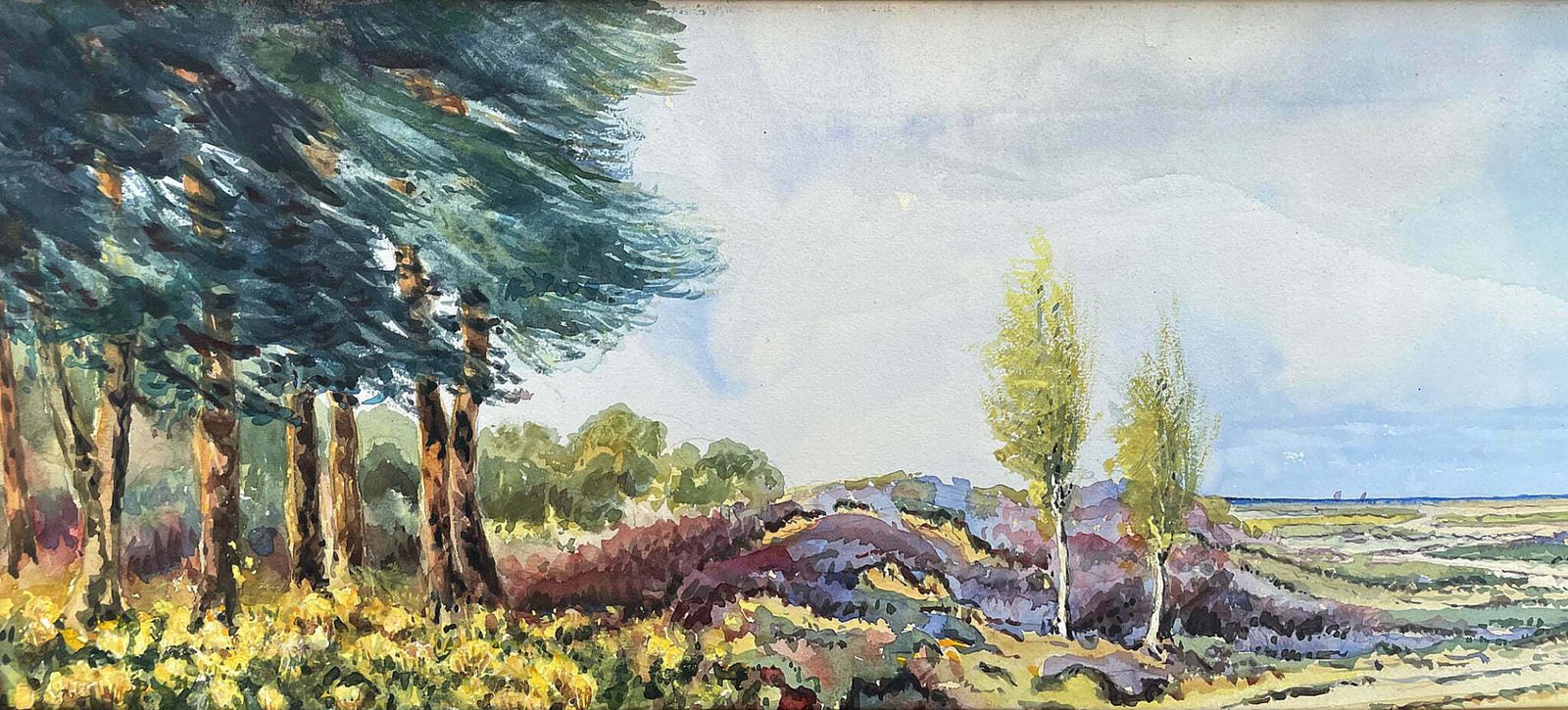 Superb Edwardian Scottish Colourist School Watercolour Coastal Landscape photo 125.0