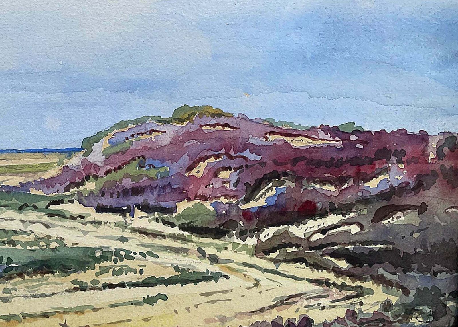 Superb Edwardian Scottish Colourist School Watercolour Coastal Landscape photo buy