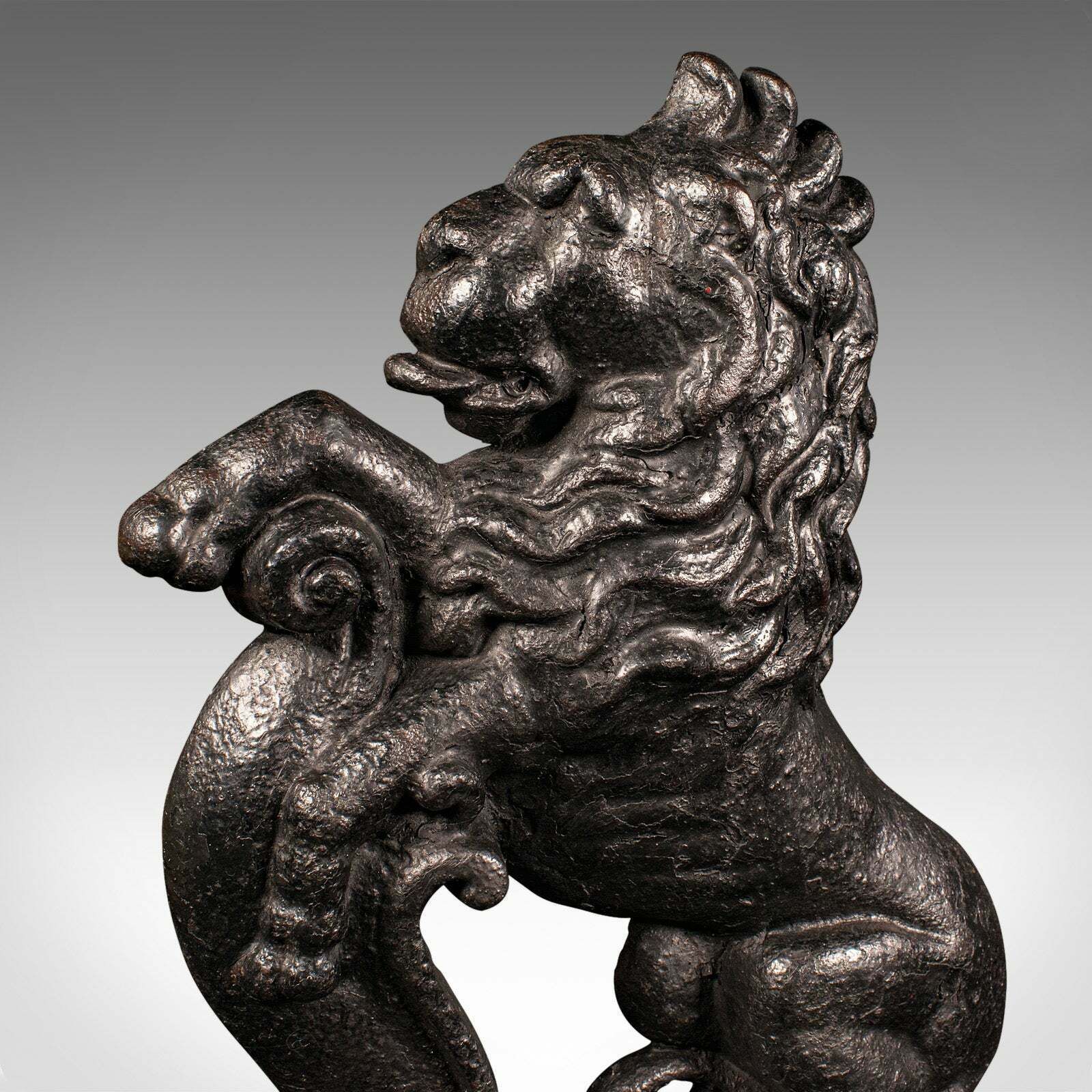 Antique Lion Rampant Doorstop, English, Cast Iron, Decor, Door Keeper, Victorian photo vinterior