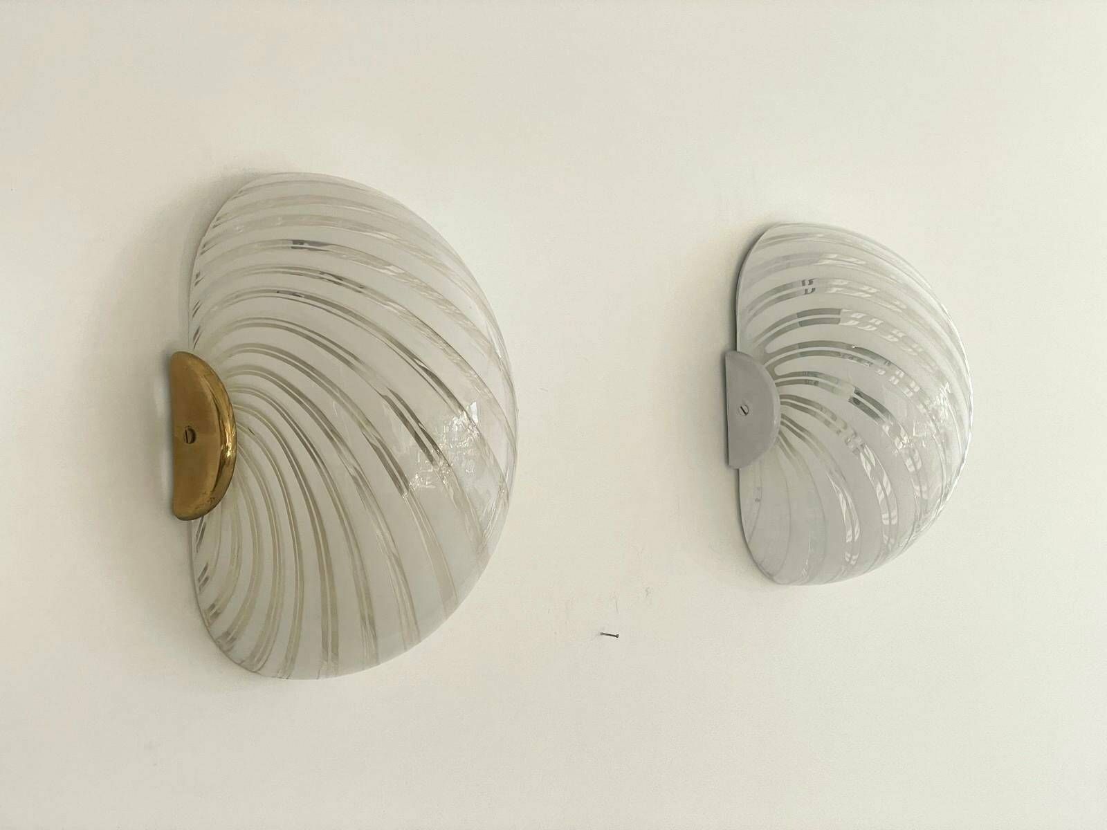 Swirl Pattern Murano Glass Pair Of Sconces By F.Fabbian, 1970s, Italy