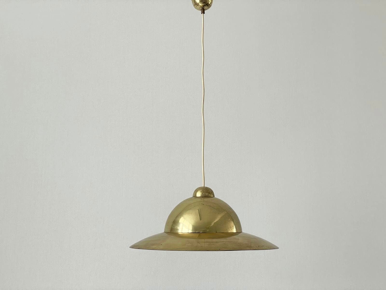 Mid Century Modern Italian Heavy Brass Pendant Lamp, 1960s, Italy photo Lighting