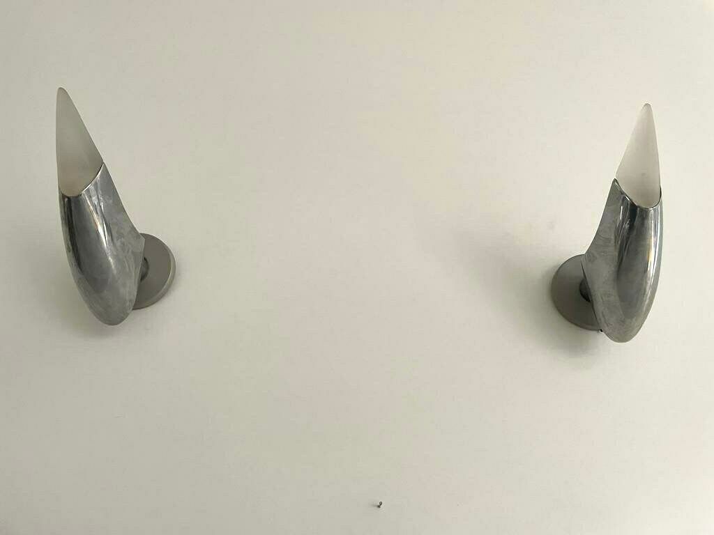 Excellent Gray Metal And Glass French Pair Of Sconces By Blux Adar Pie. photo furniture