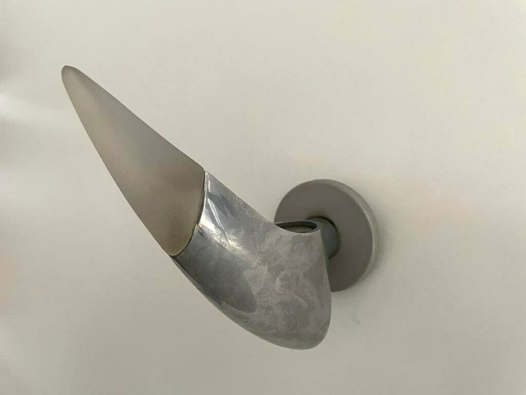Excellent Gray Metal And Glass French Pair Of Sconces By Blux Adar Pie. photo vintage