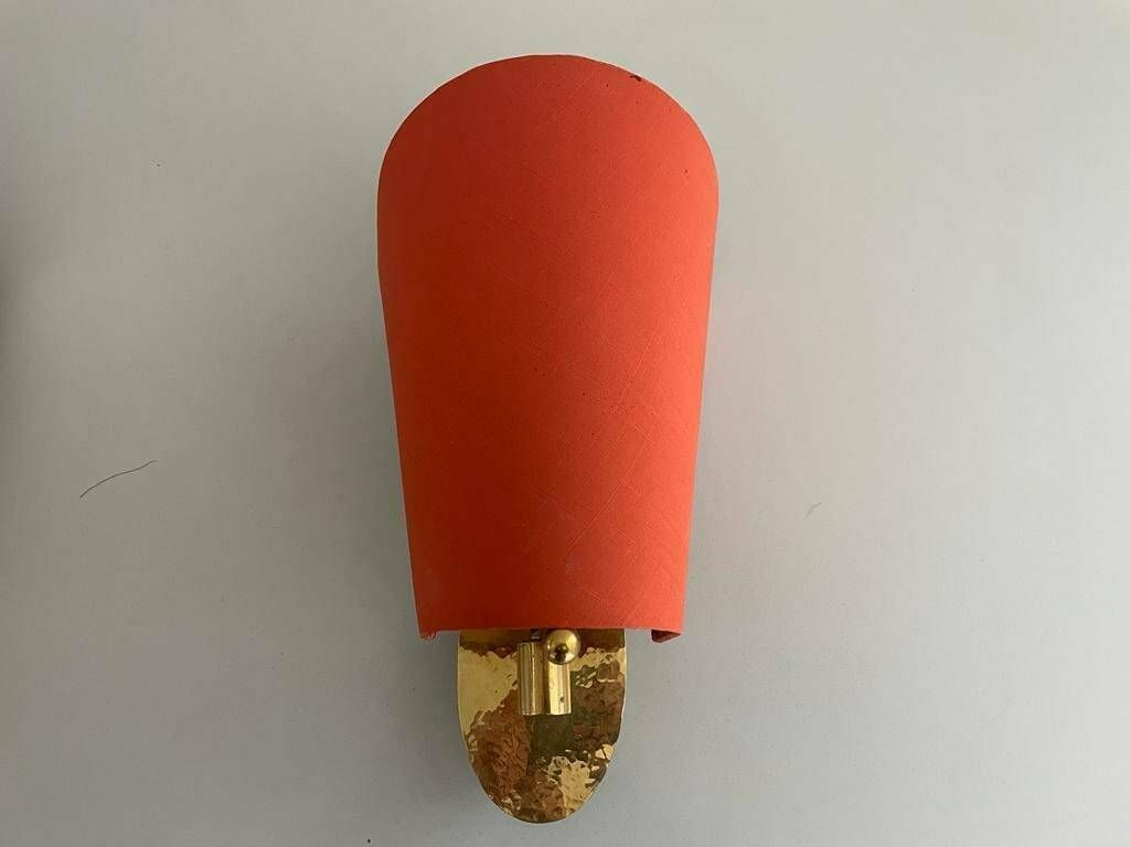 Orange And Yellow Fabric Shade Pair Of Sconces, 1950s, Germany photo 627.0
