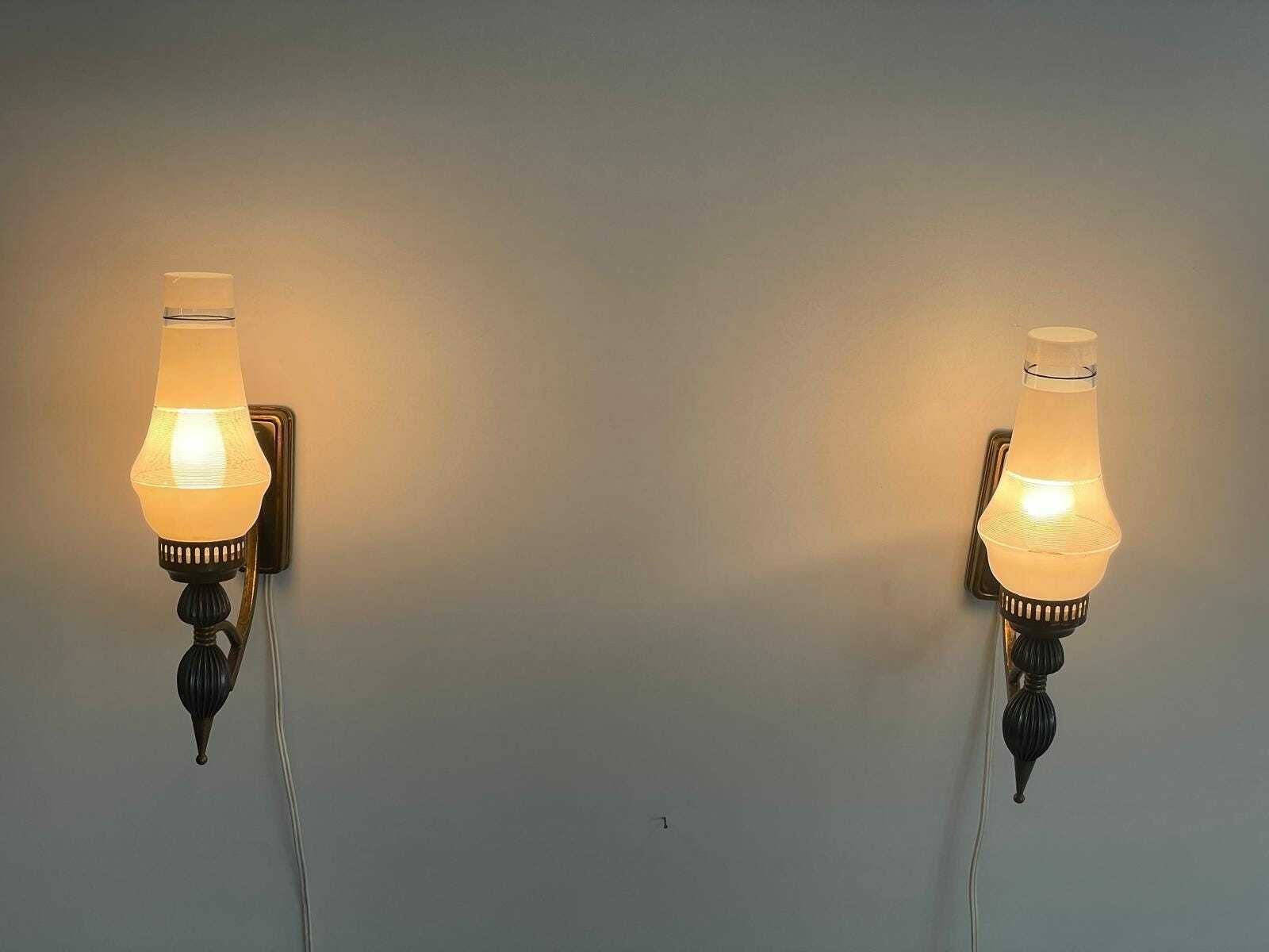 Italian Glass And Black Metal Pair Of Sputnik Sconces, 1950s, Italy photo Lighting