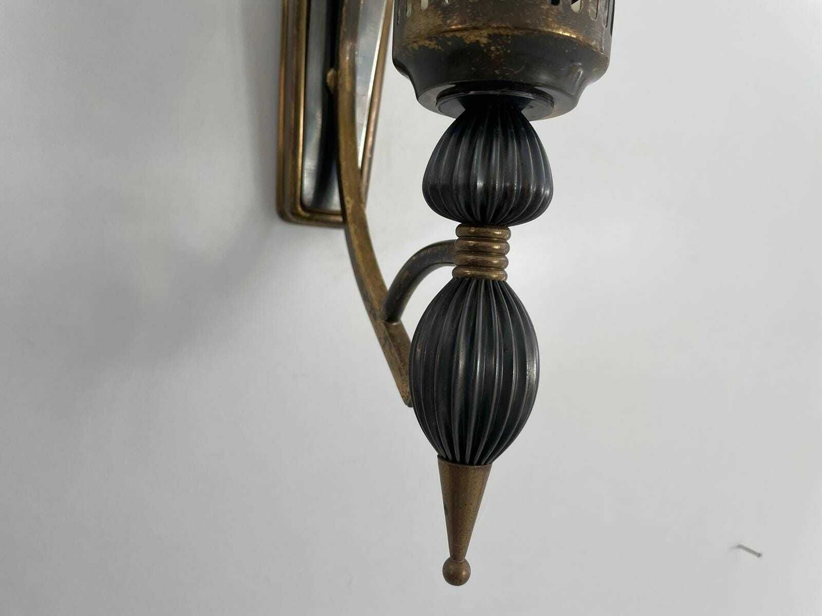 Italian Glass And Black Metal Pair Of Sputnik Sconces, 1950s, Italy photo vintage