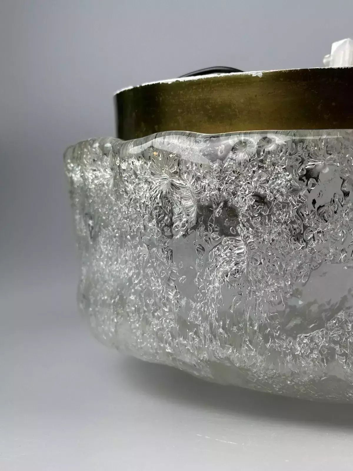 336.0 60er 70er Jahre Deckenlampe Plafoniere Flush Mount Ice Glas Hillebrand Germany photo