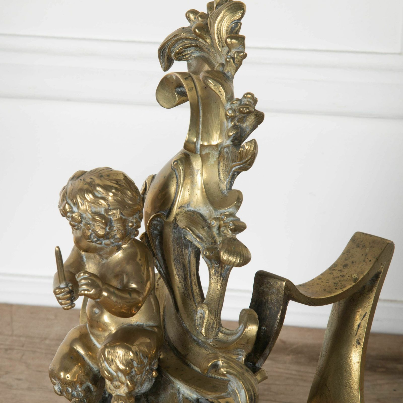 Late 19th Century Pair Of Gilded Fire Dogs photo vintage