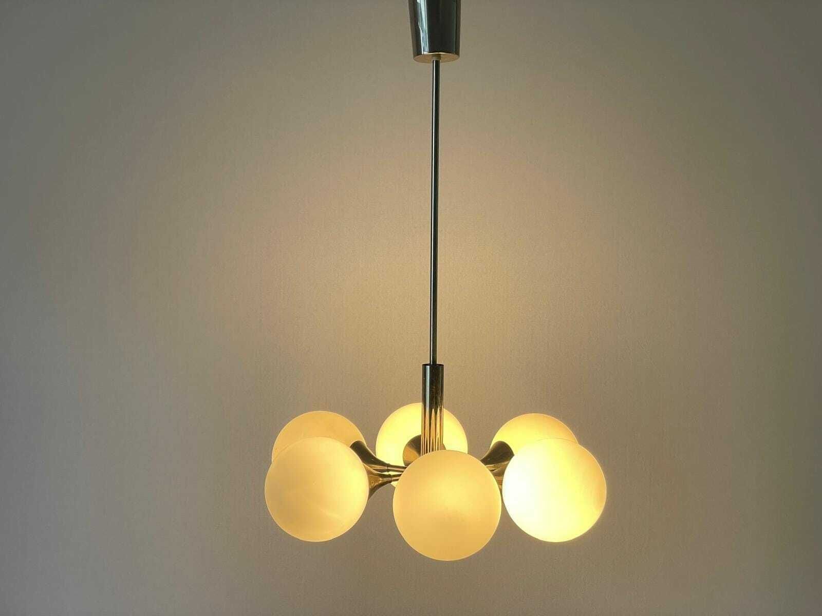 Space Age Glass And Chrome 6 Armed Chandelier By Kaiser Leuchten, 1970s, Germany photo 2177.0