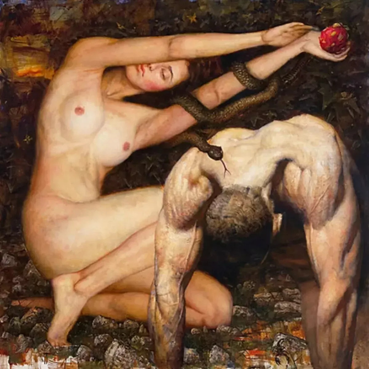 Giclée Print On Canvas, Adam And Eva, 2023, By Kartashov Andrey, Russia, 21st Century. 1 Of 50 Limited Prints.