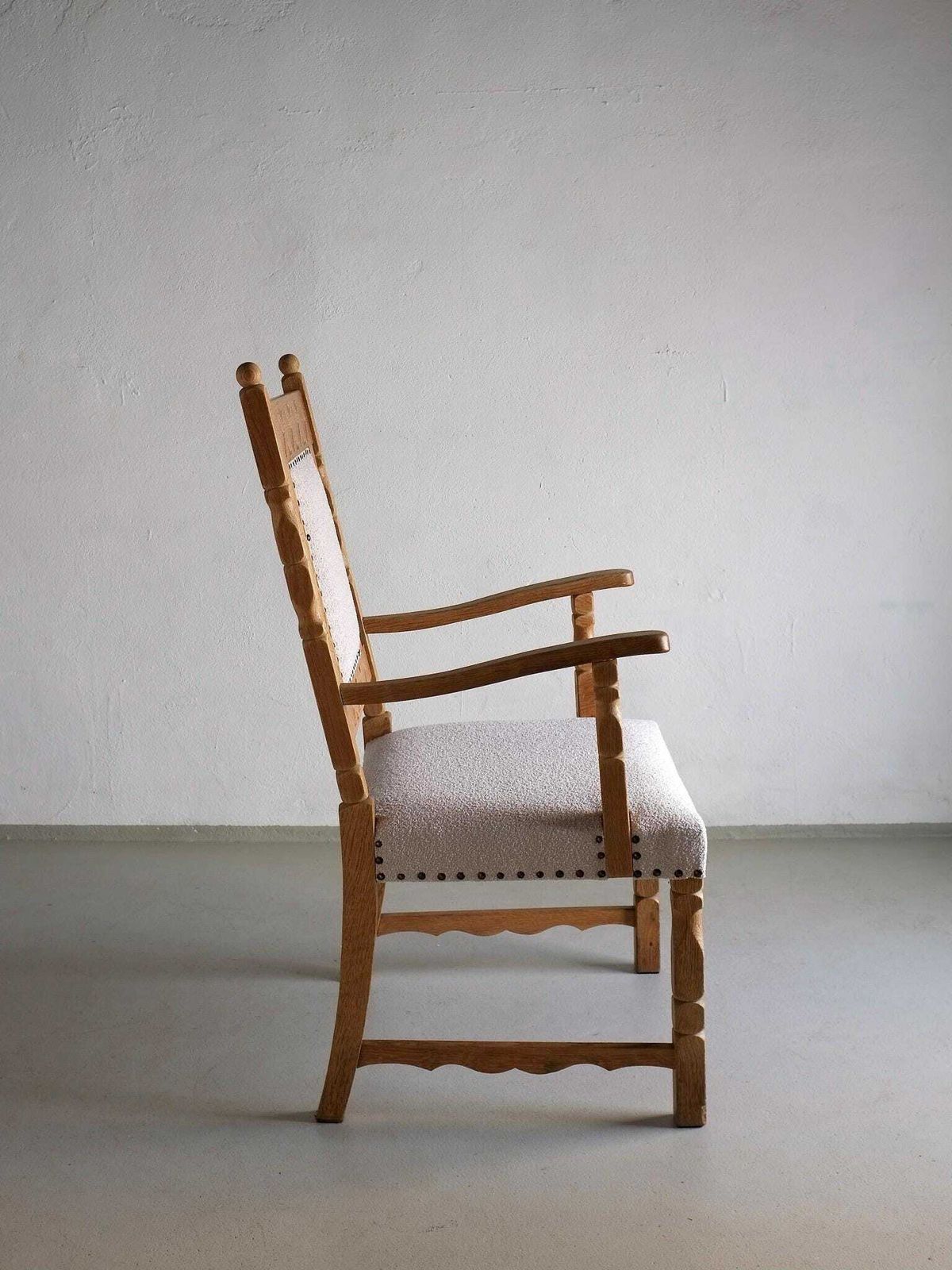 Carved Oak Armchair By Henning Kjaernulf | Denmark | 1960s photo Furniture