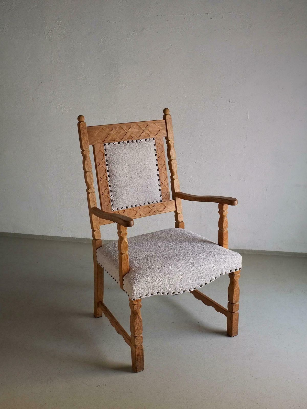 Carved Oak Armchair By Henning Kjaernulf | Denmark | 1960s photo 2099.0