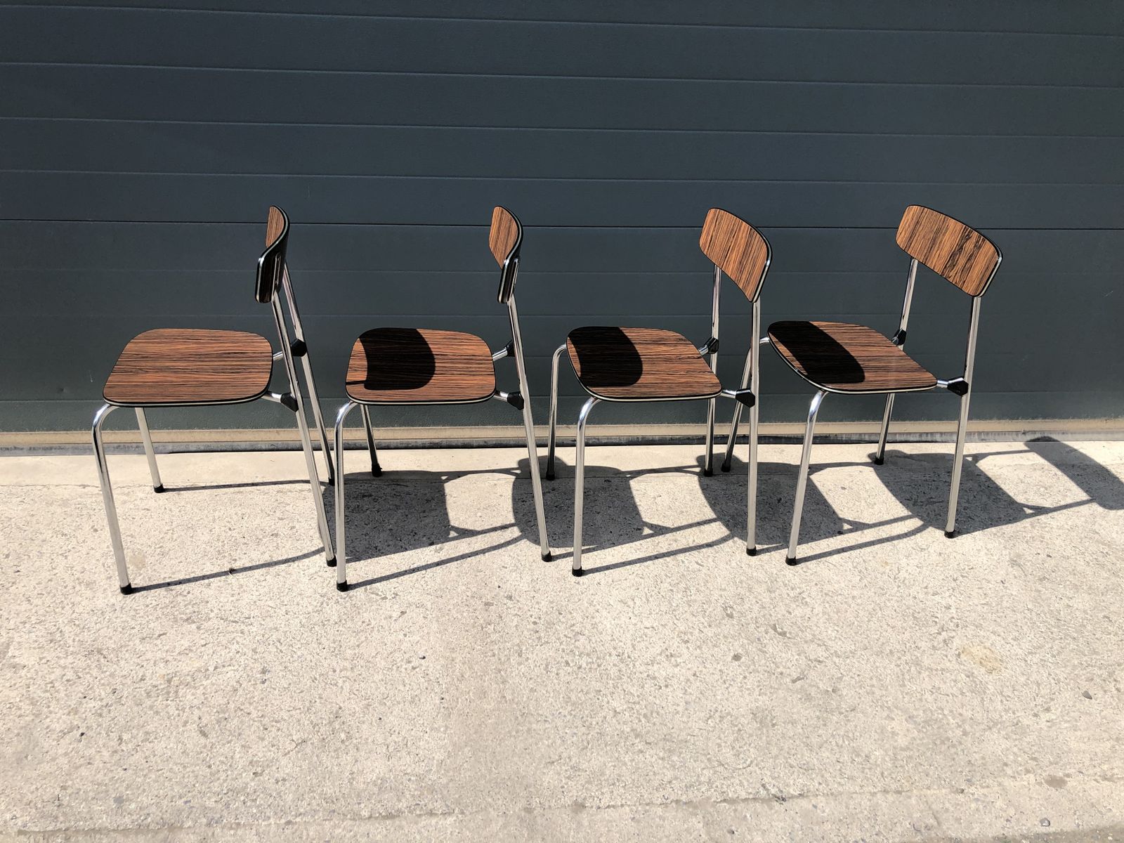 A Set Of Four Retro Formica Dining Chairs photo Furniture