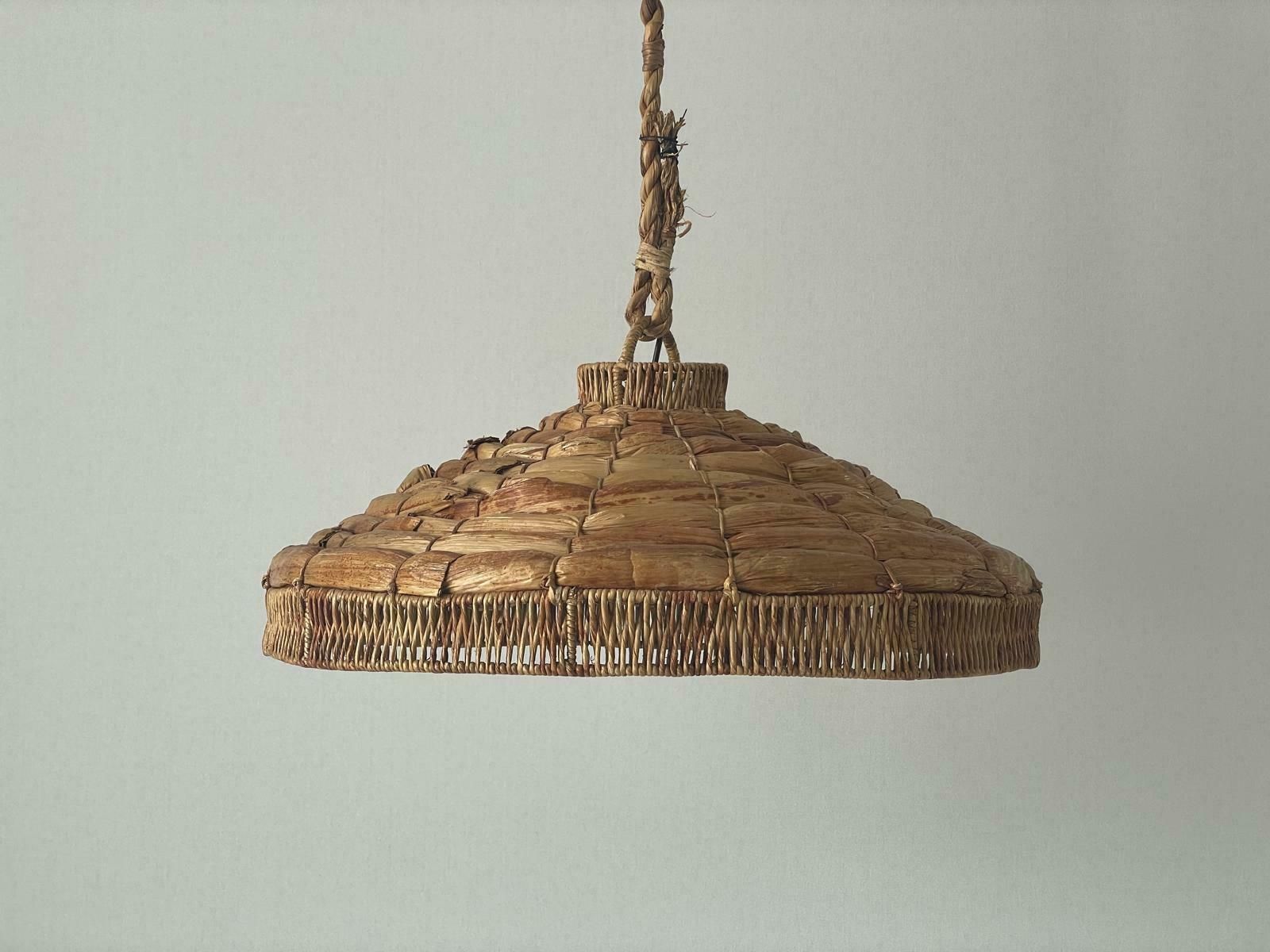 Beautiful Bamboo And Straw Xxl Pendant Lamp, 1960s, Germany photo furniture